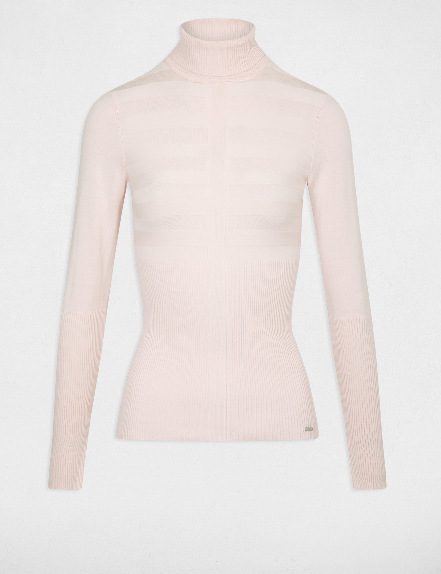 pull col roule ajuste rose femme Pull col roulé ajusté rose femme