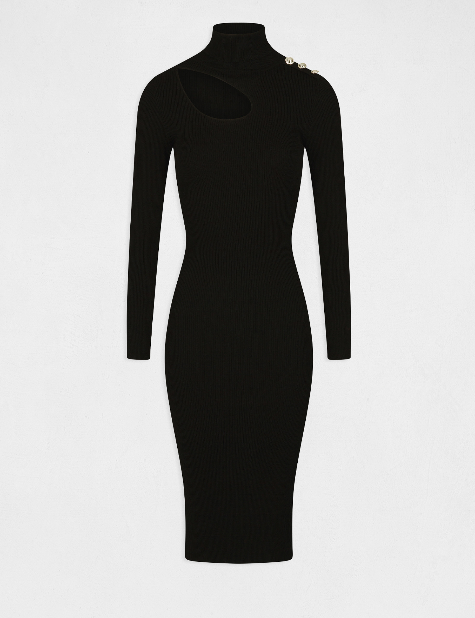 Fitted maxi jumper dress with slit black ladies'