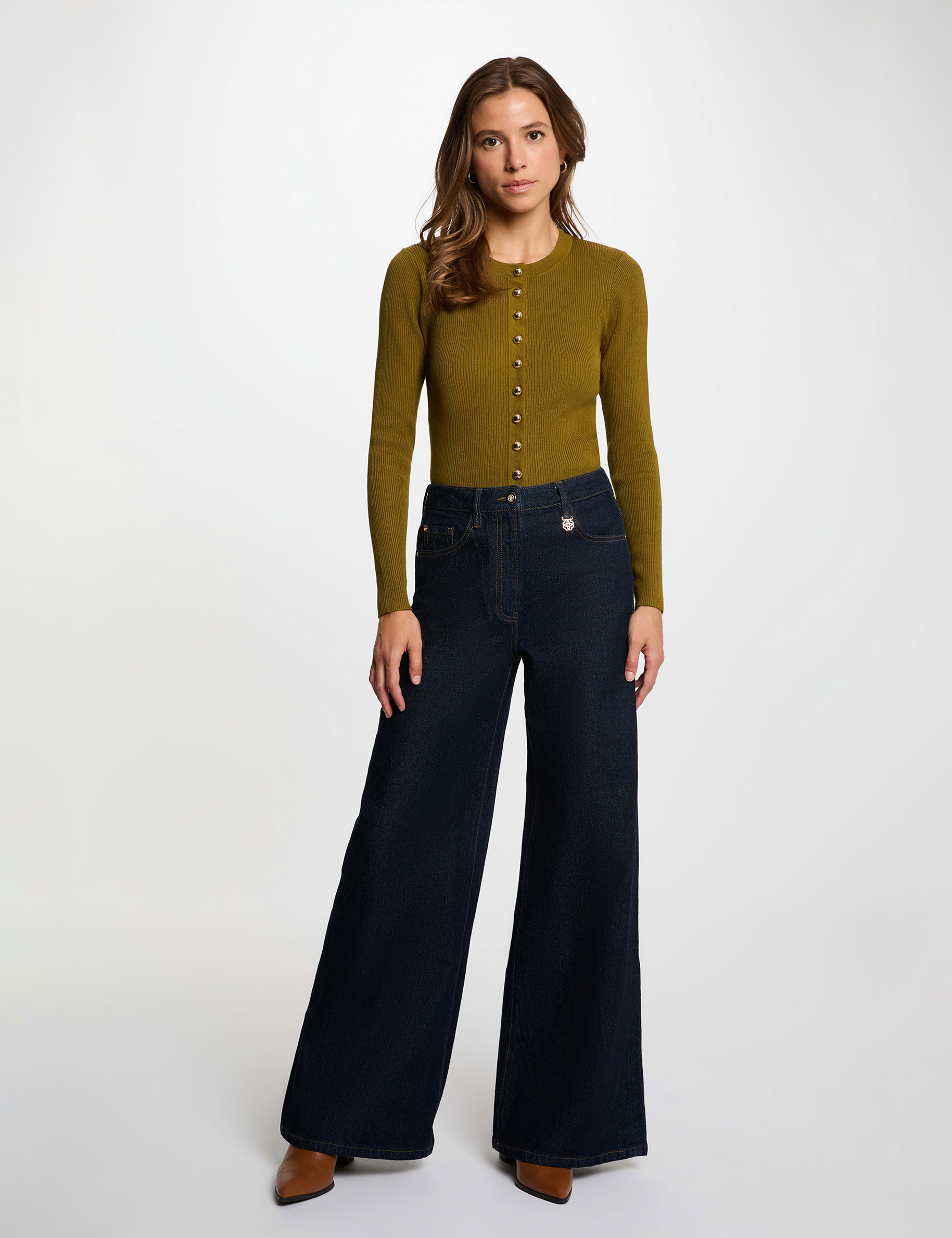 High-waisted wide-leg jeans blue women