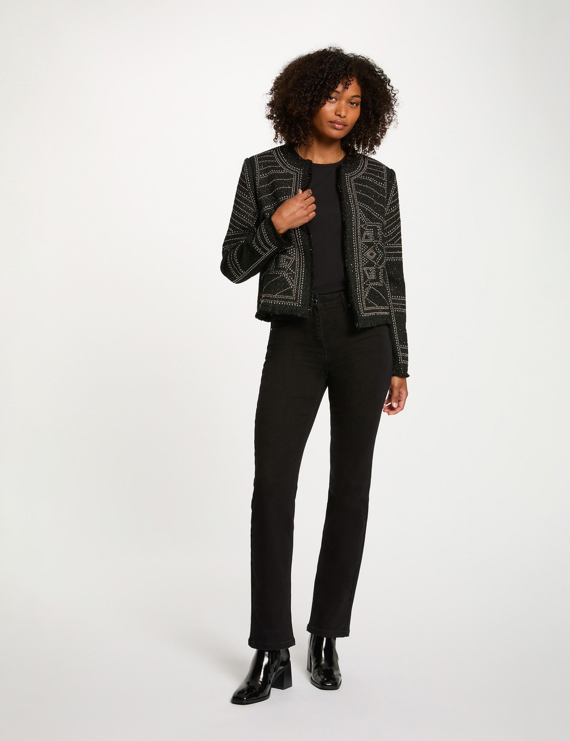 Straight jeans with rhinestones black women