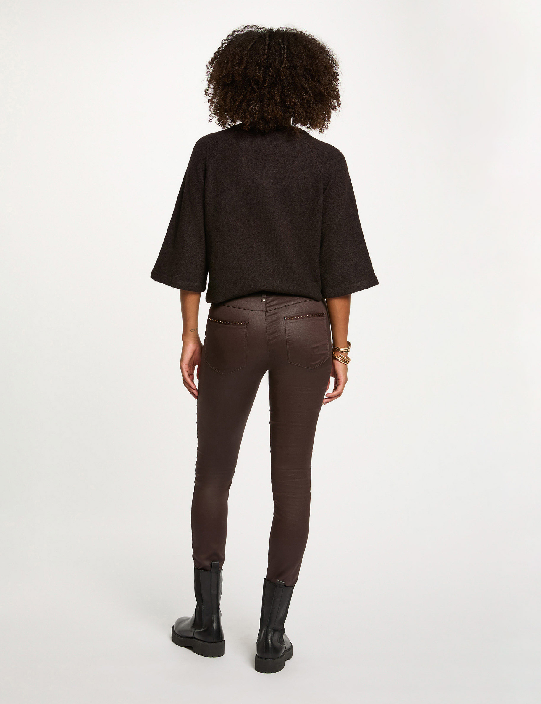 Jumper 3/4-length sleeves dark brown women