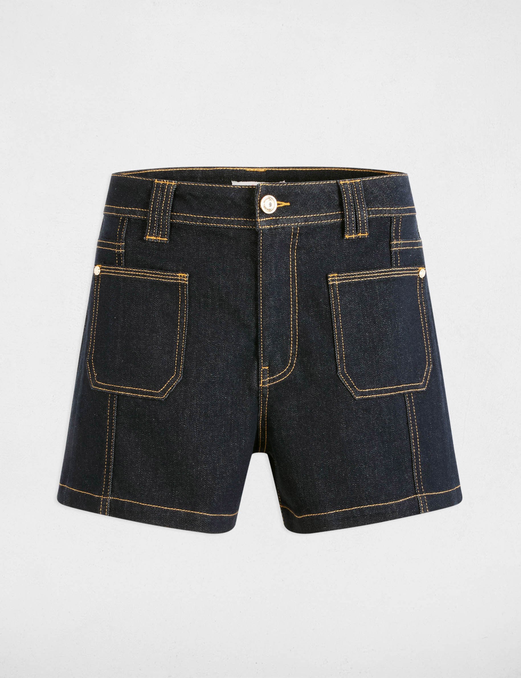 High-waisted denim short raw denim women