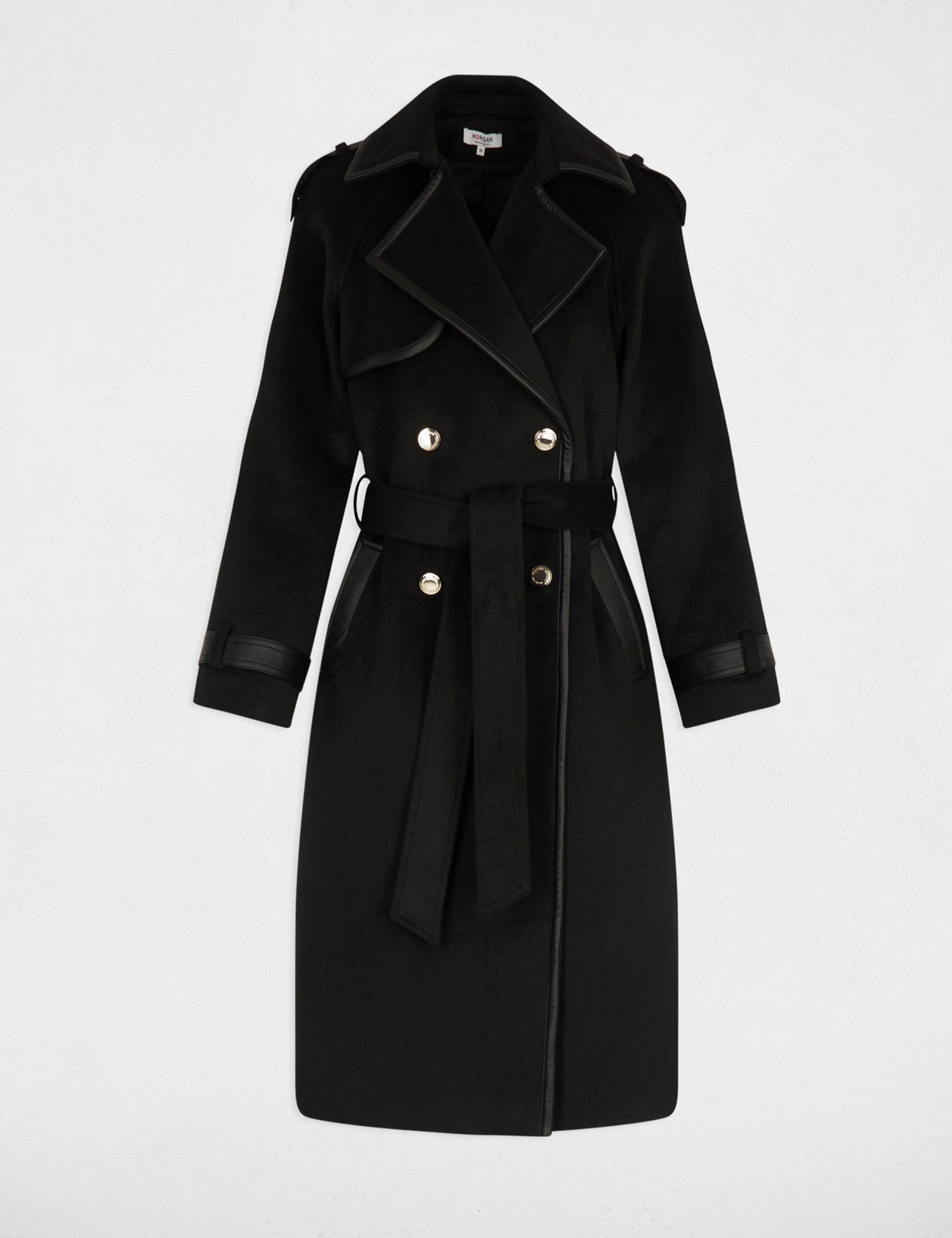 trench ajuste col tailleur noir femme Trench ajusté col tailleur noir femme