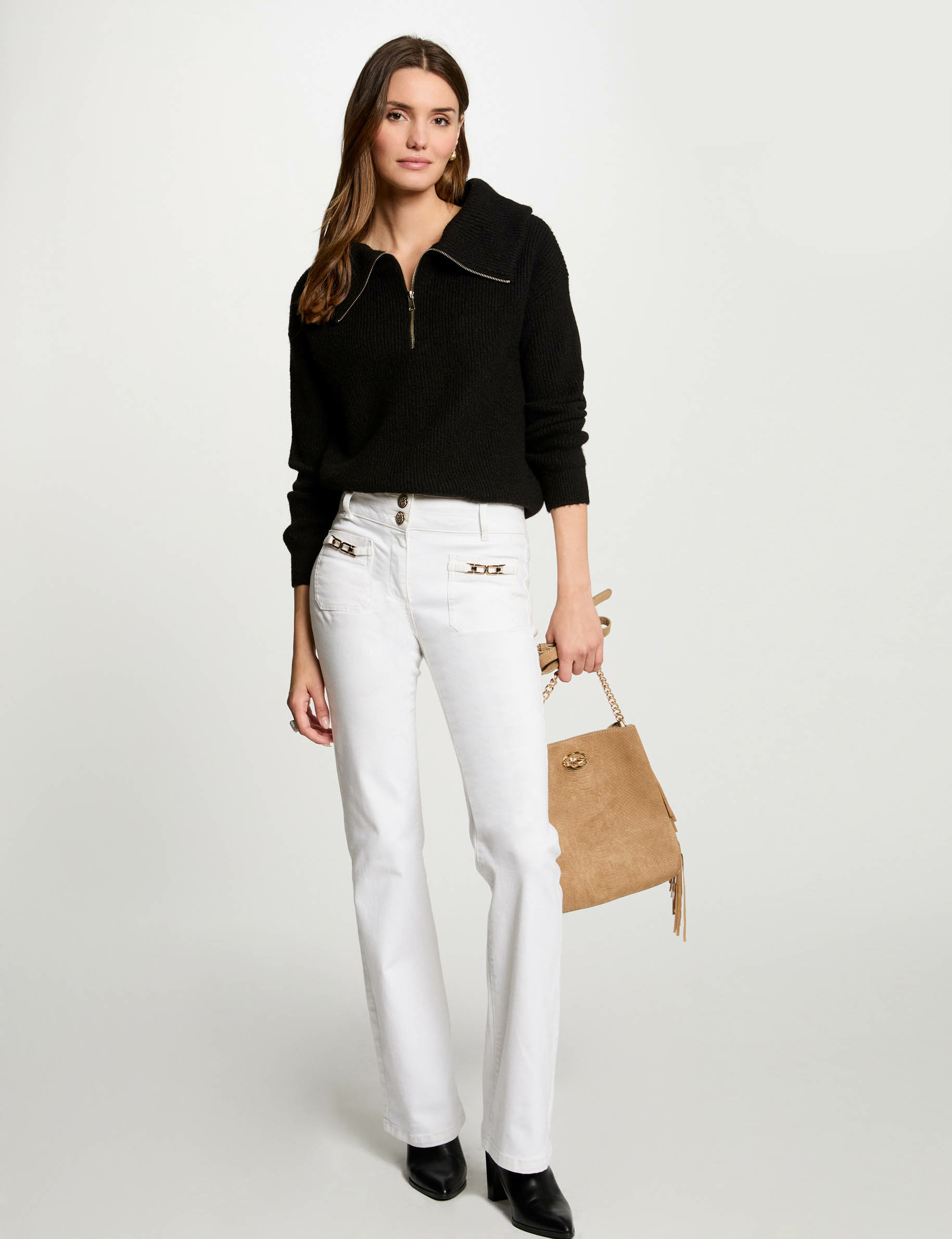 jumper with zipped rollneck black women Jumper with zipped-rollneck black women
