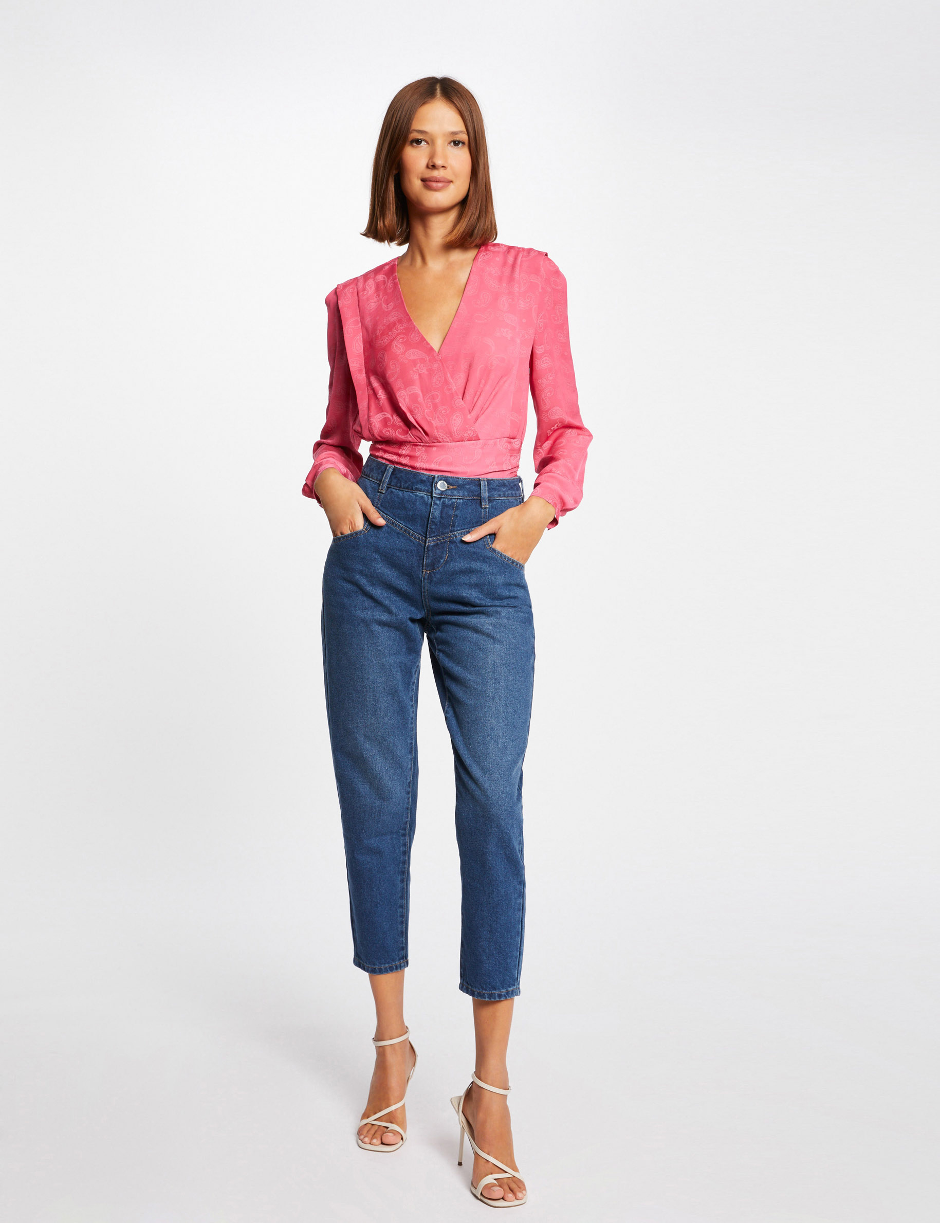 Printed long-sleeved blouse fuchsia ladies' Printed long-sleeved blouse fuchsia ladies'