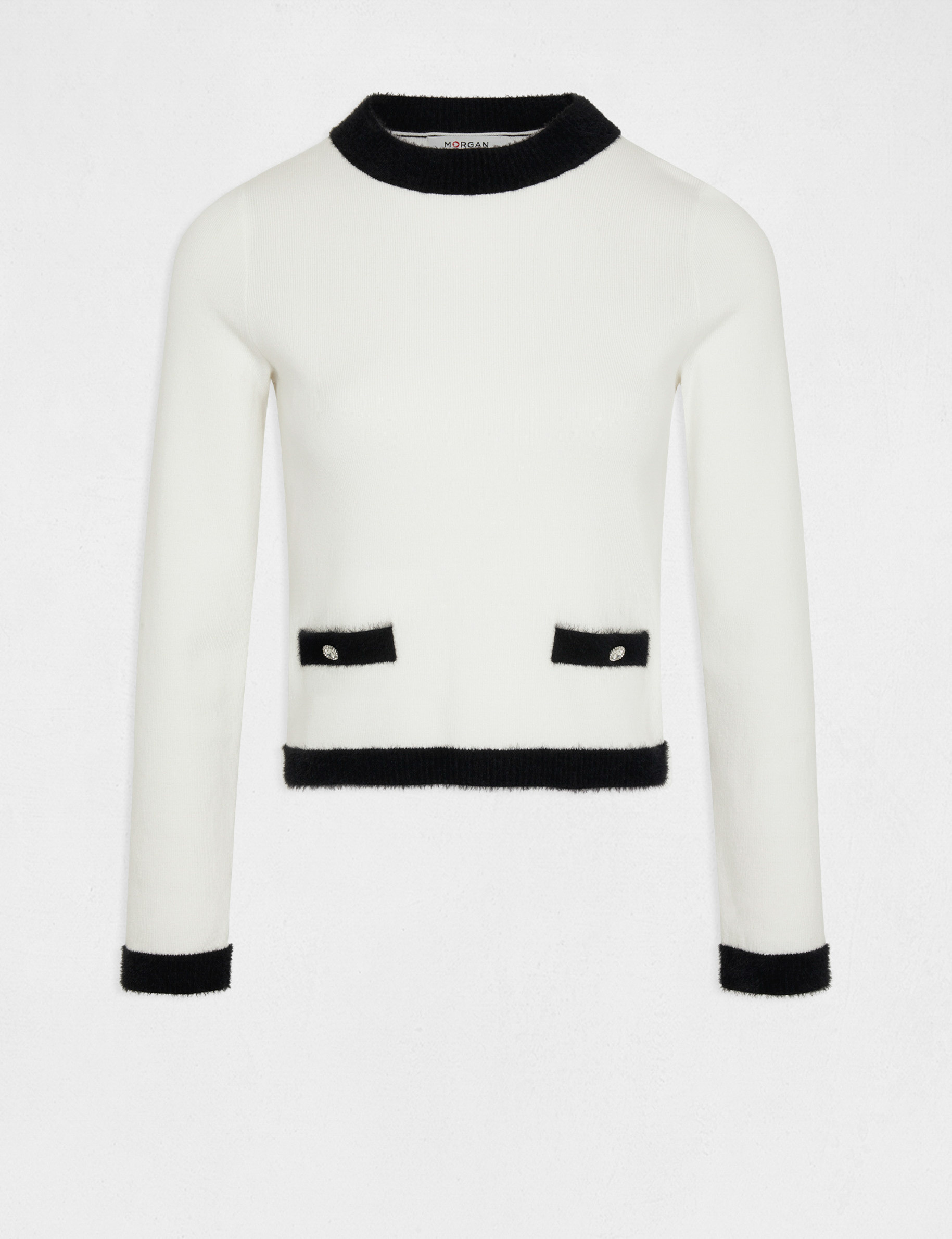 Long-sleeved jumper with round neck ecru ladies'