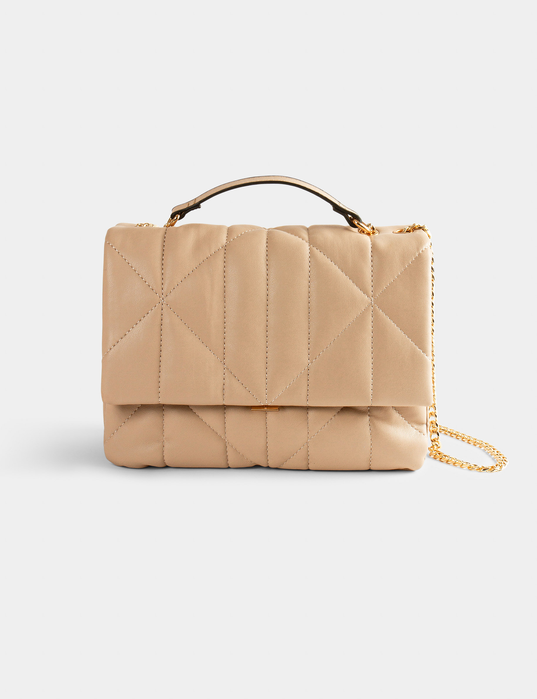 Clutch bag with quilted effect taupe ladies'