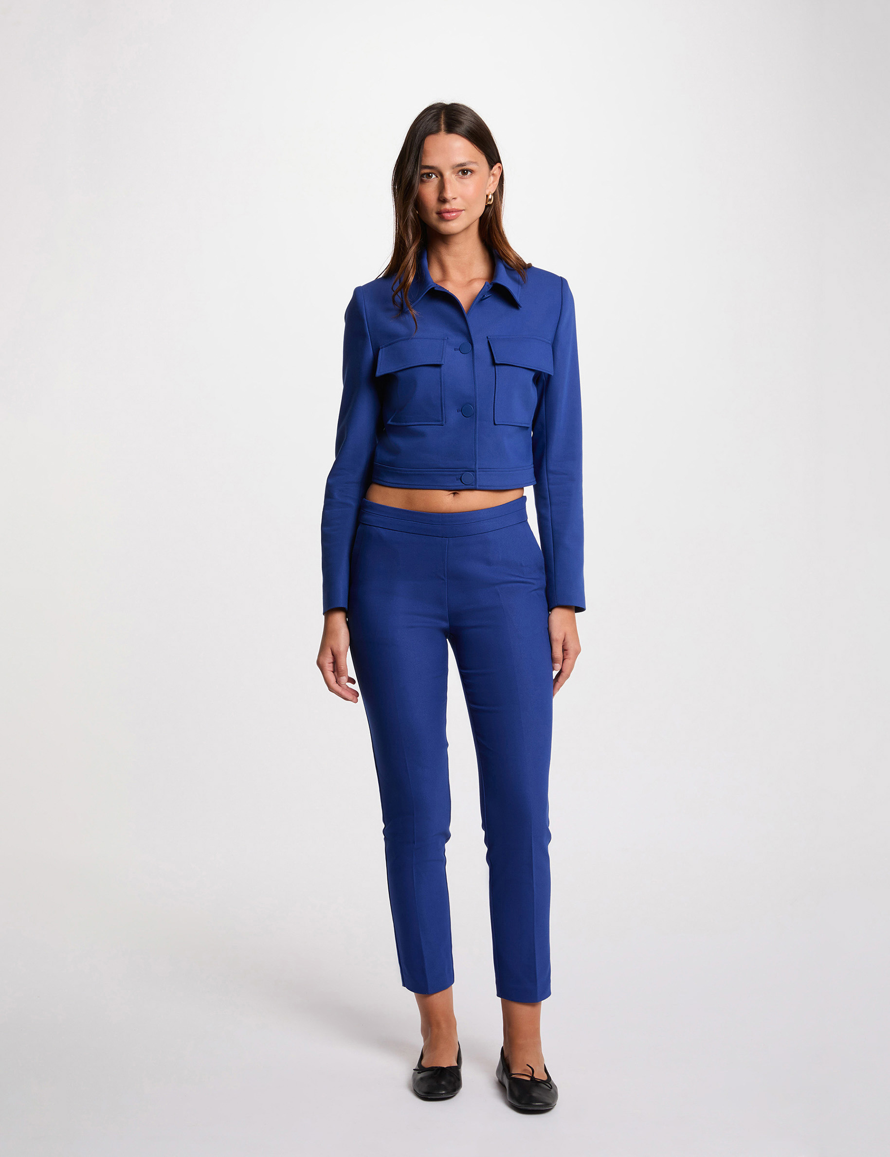 cropped cigarette trousers electric blue women Cropped cigarette trousers electric blue women