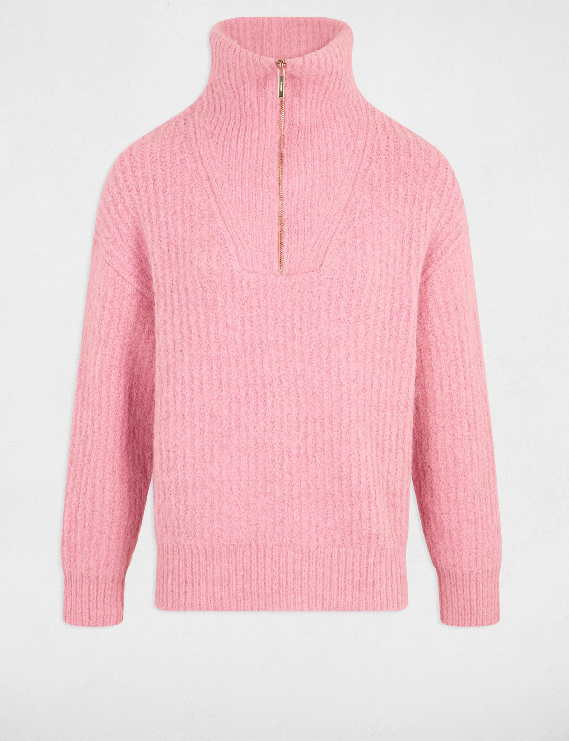 sweater with zip fastening antique pink women Sweater with zip fastening antique pink women
