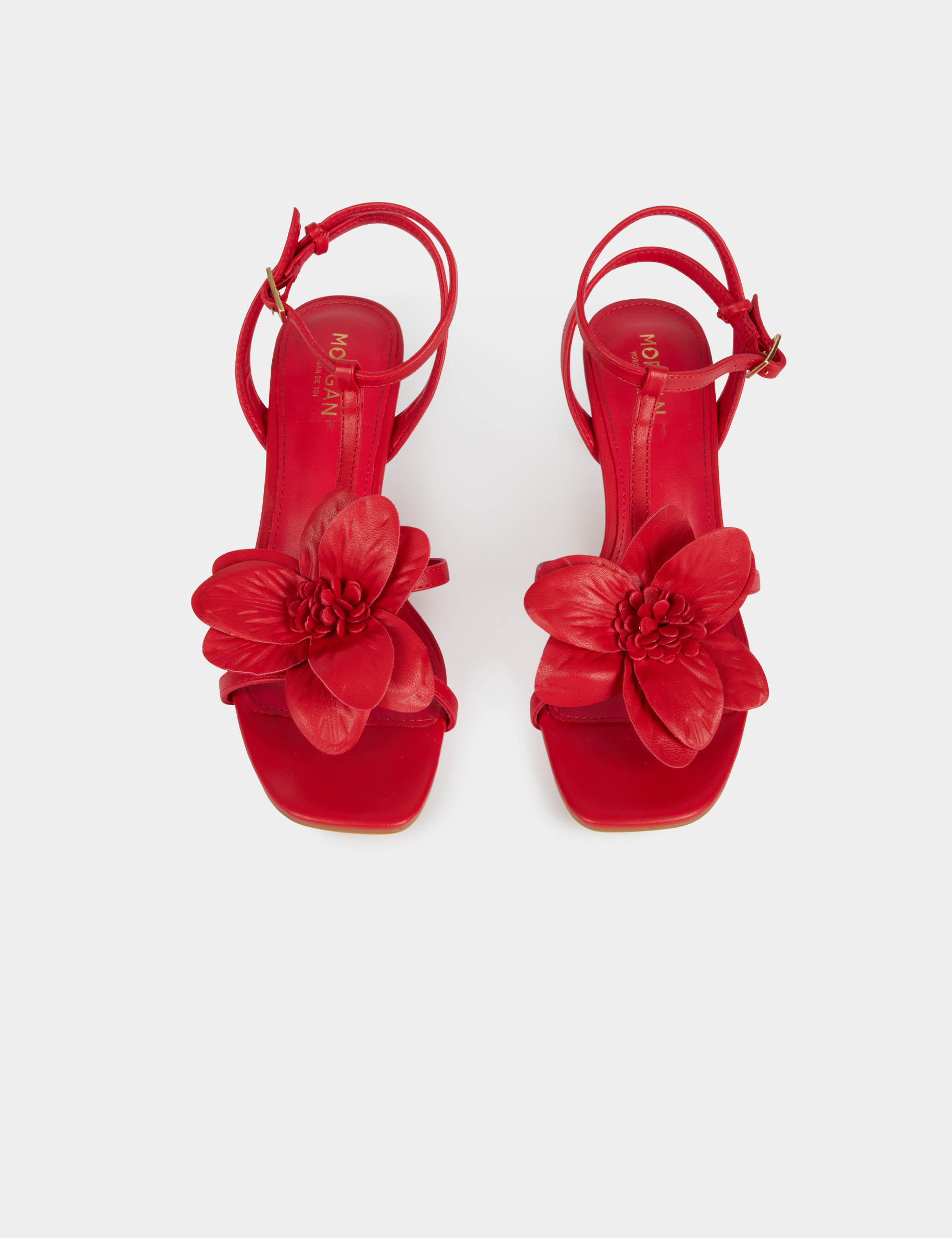 Faux leather sandals red women