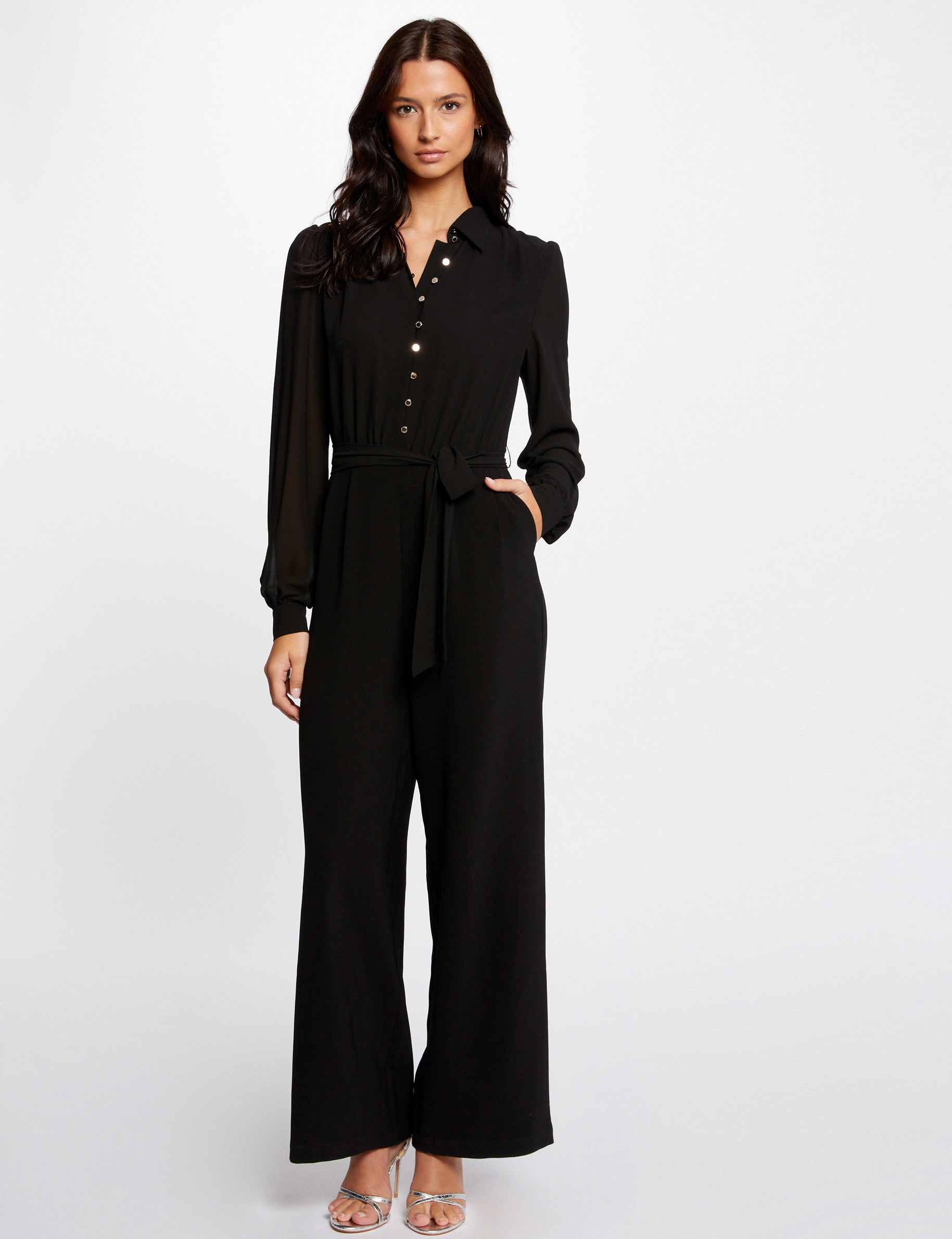 Jumpsuit Wide Legs With Belt Black Ladies Morgan jumpsuit-wide-legs-with-belt-black-ladies-morgan