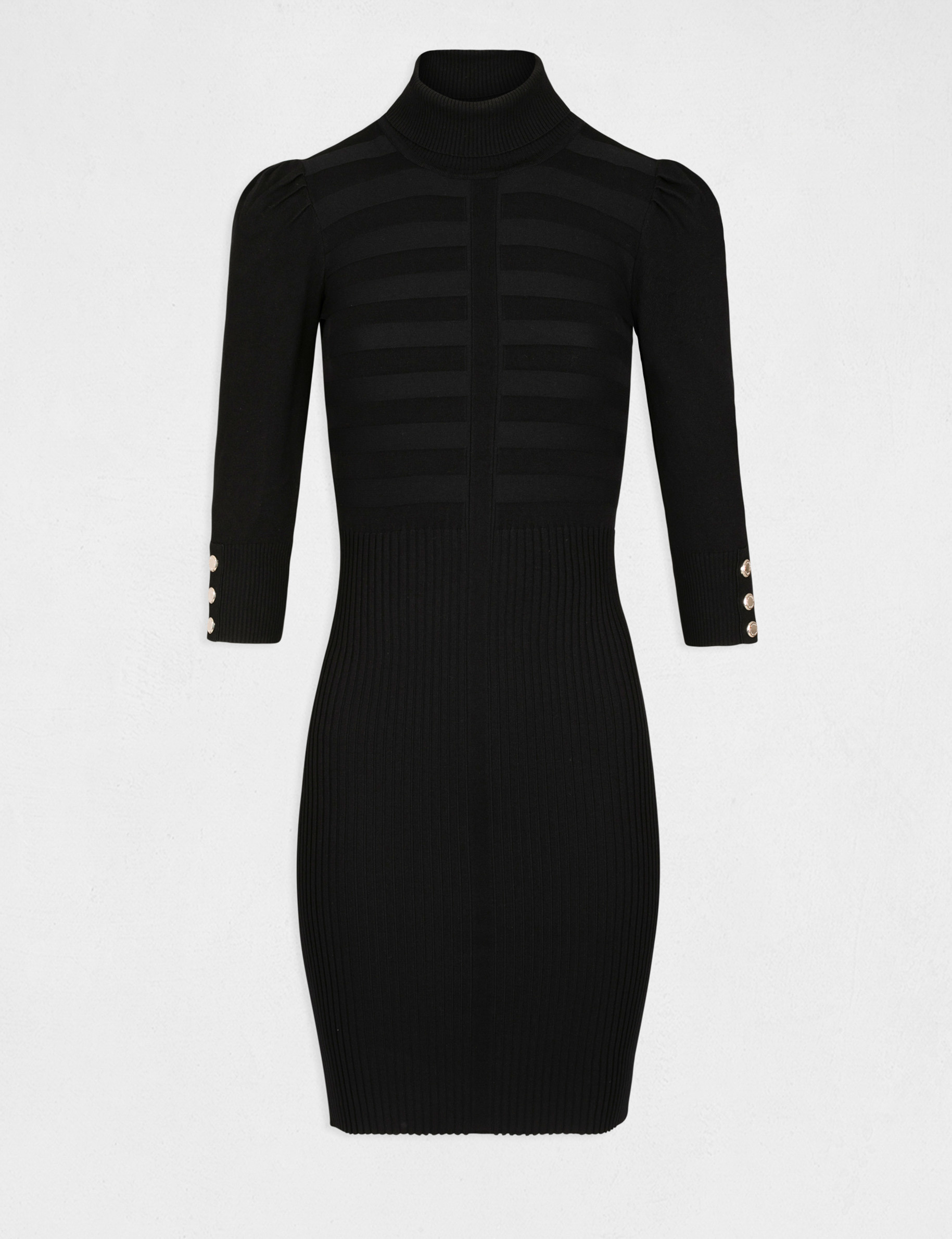 Fitted jumper dress with turtleneck black women