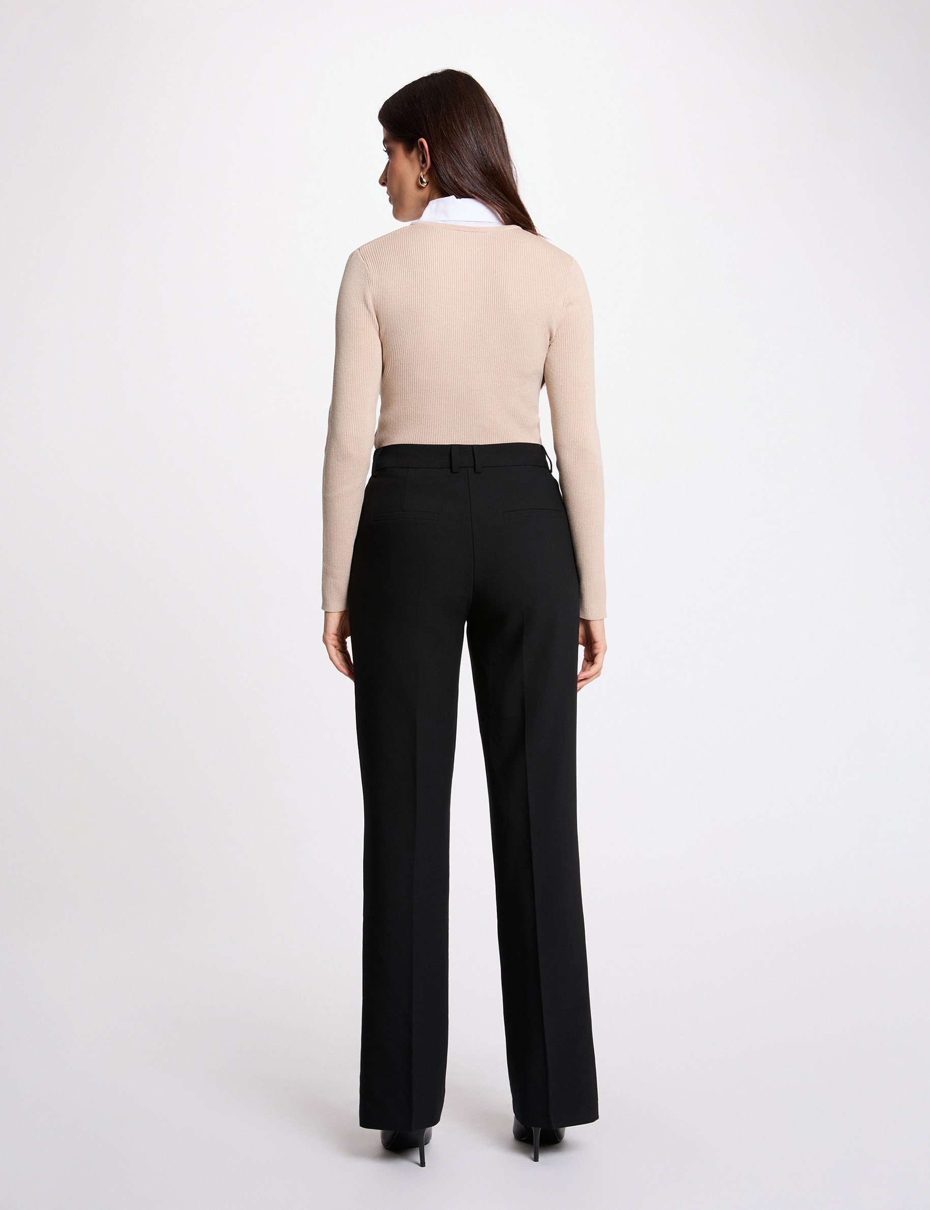 2-in-1 sweater with folded collar beige women