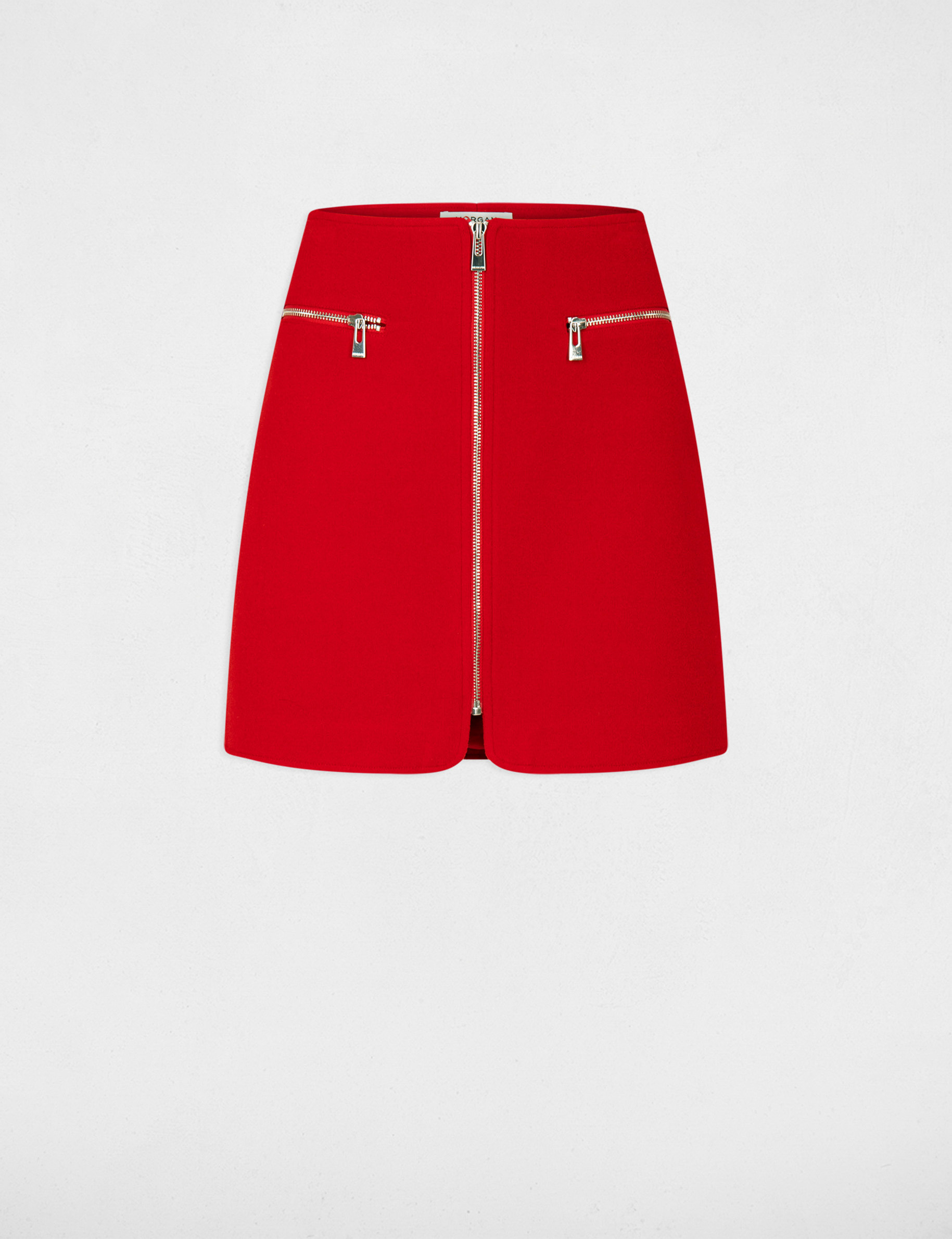 Straight zipped skirt red ladies'