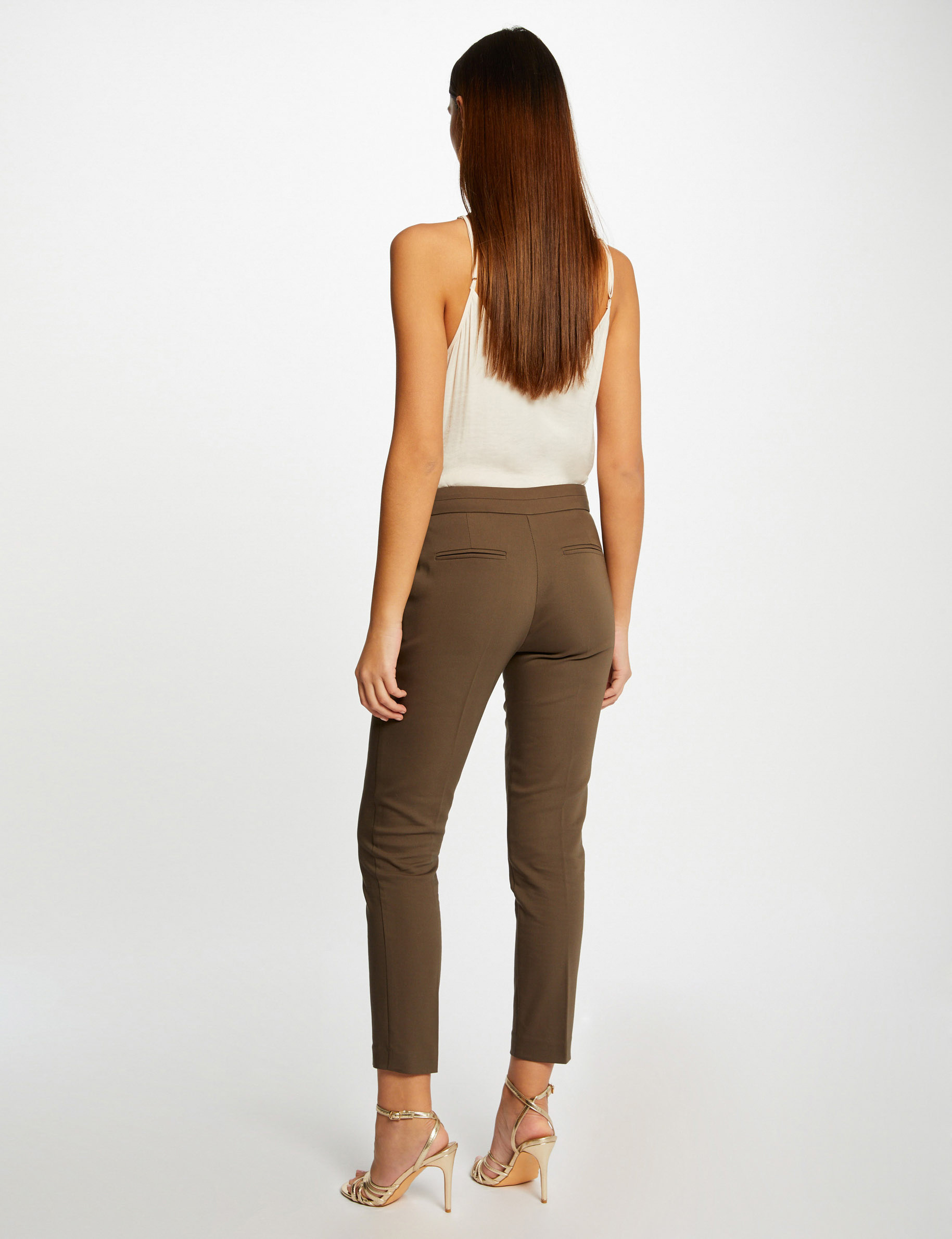 Cropped cigarette trousers khaki green ladies'