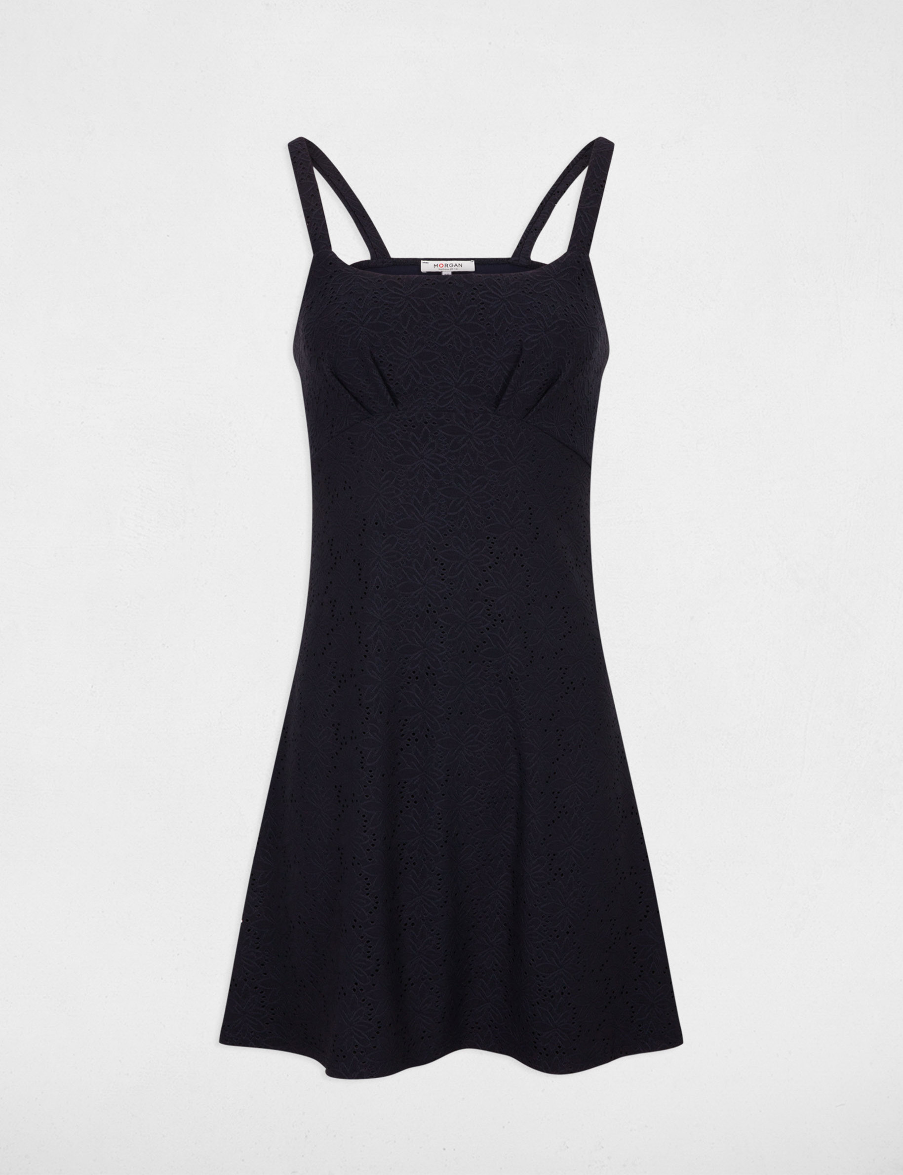 Waisted mini embroidered dress navy ladies'