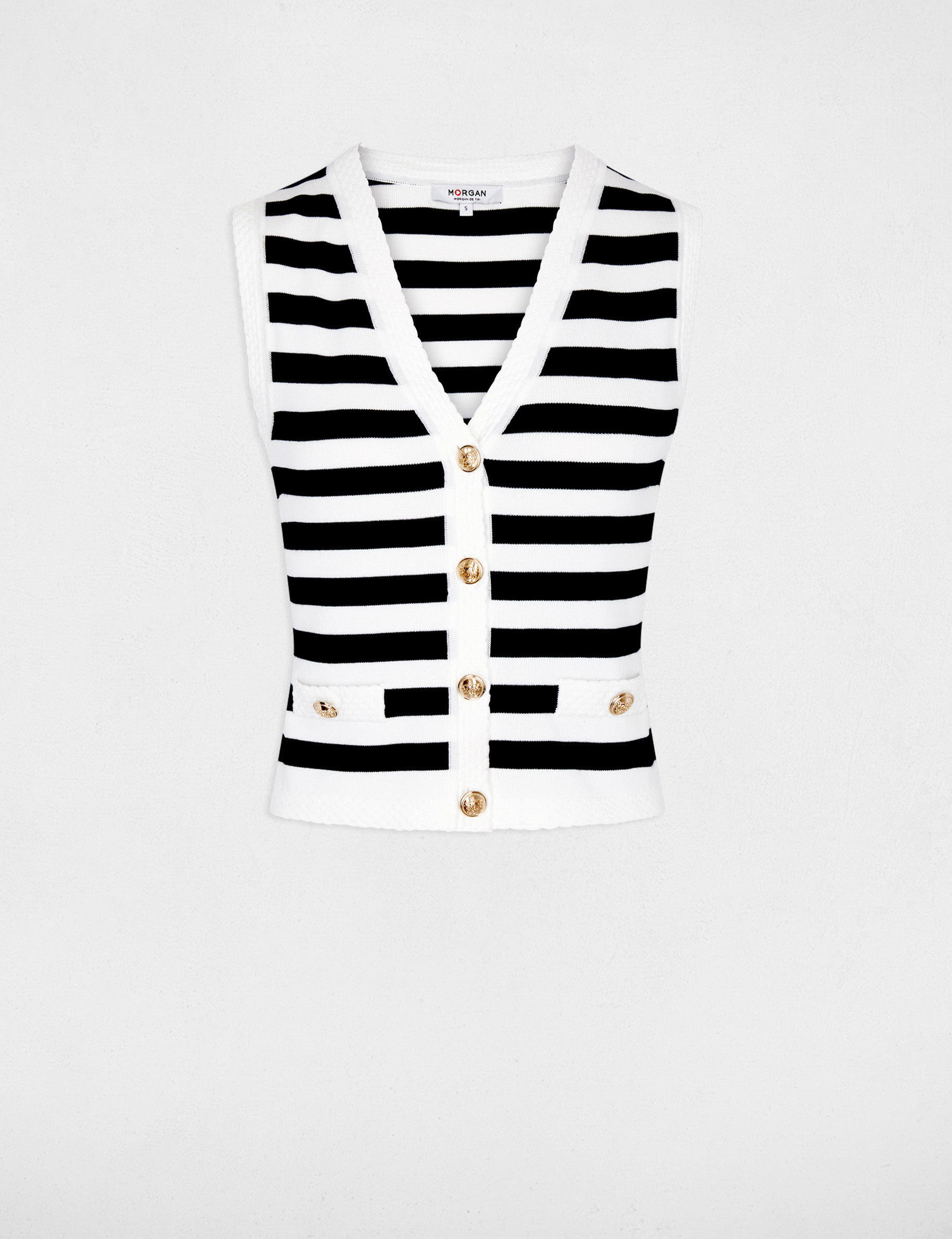 Striped sleeveless cardigan white women