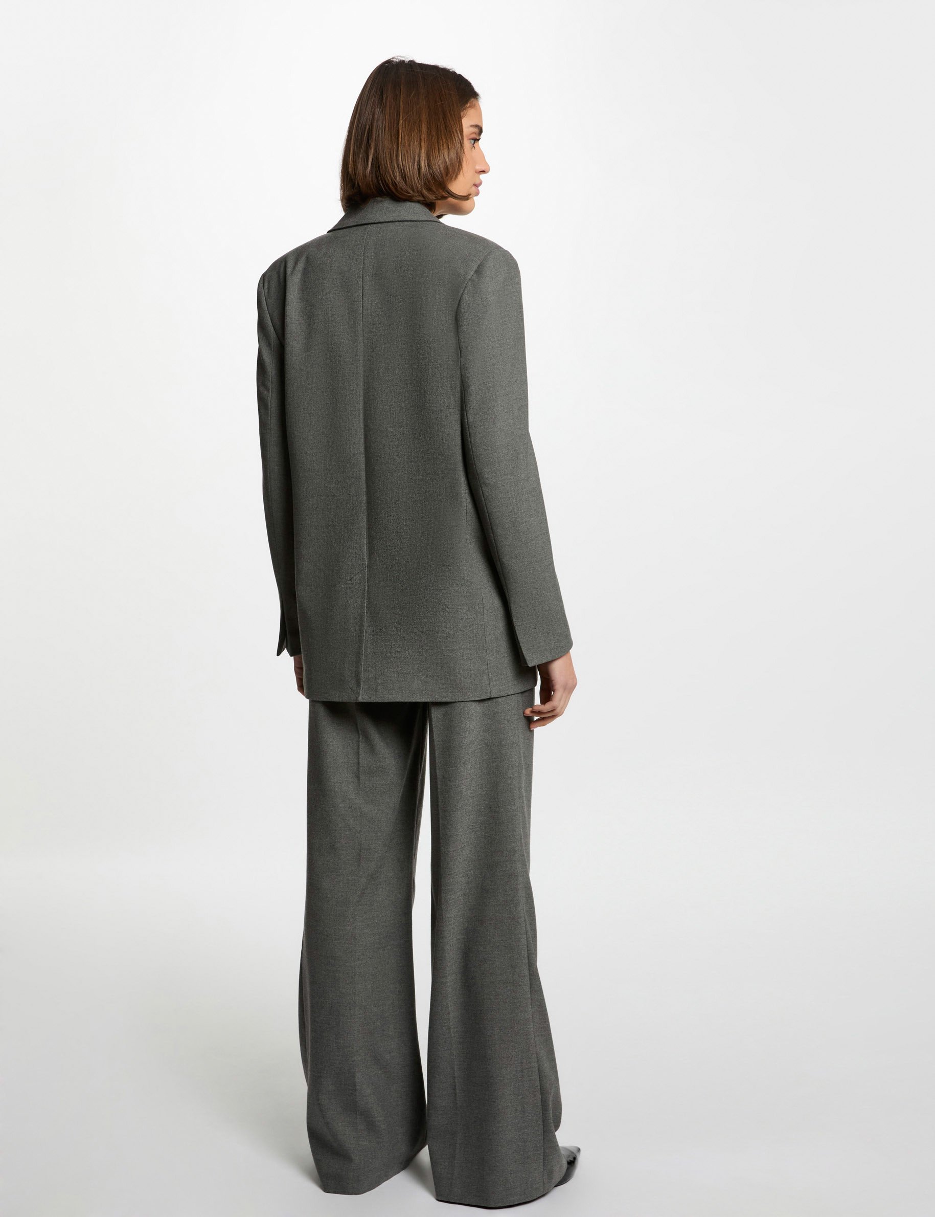 long jacket studs details light grey women Long jacket studs details light grey women