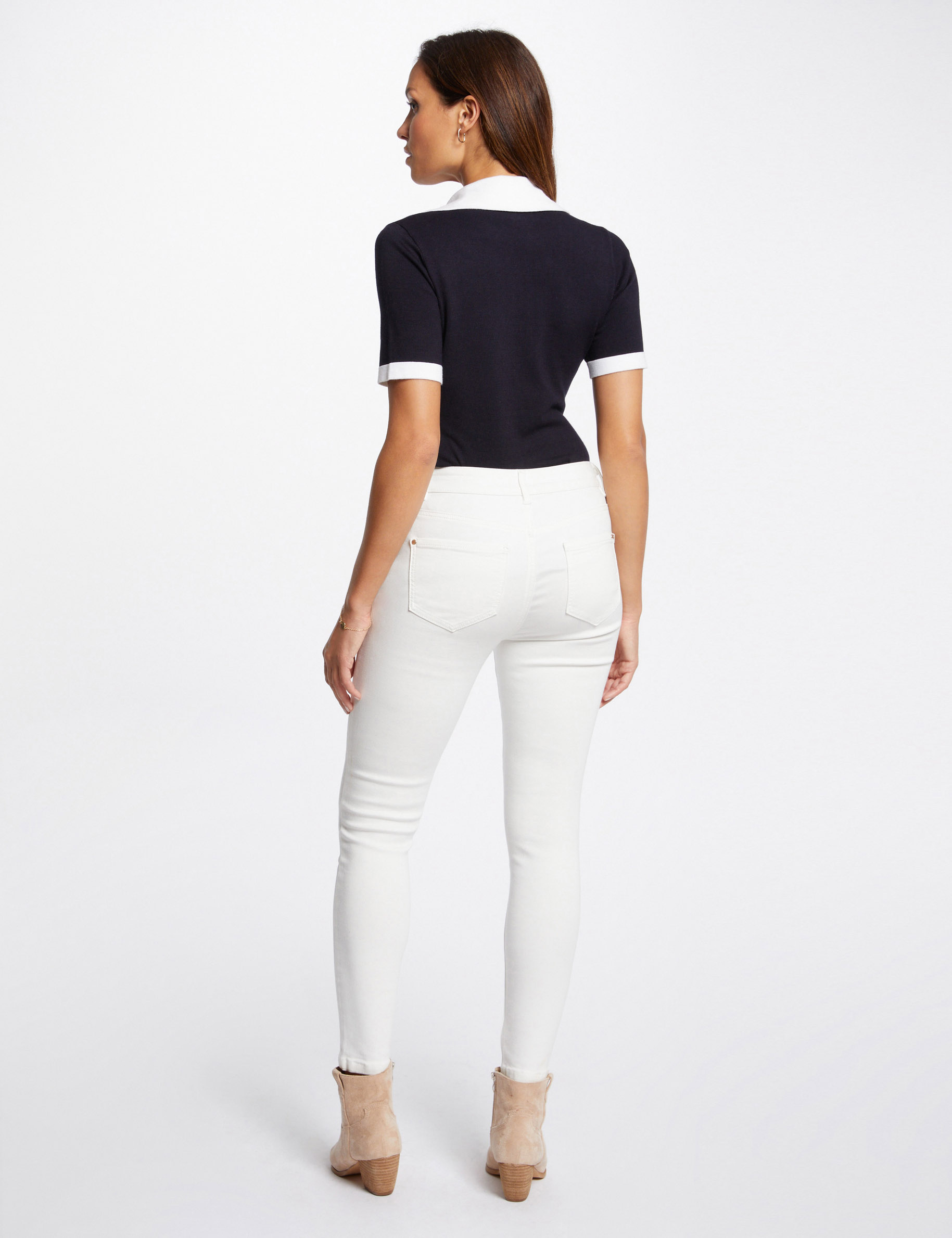 White cropped skinny trousers deals