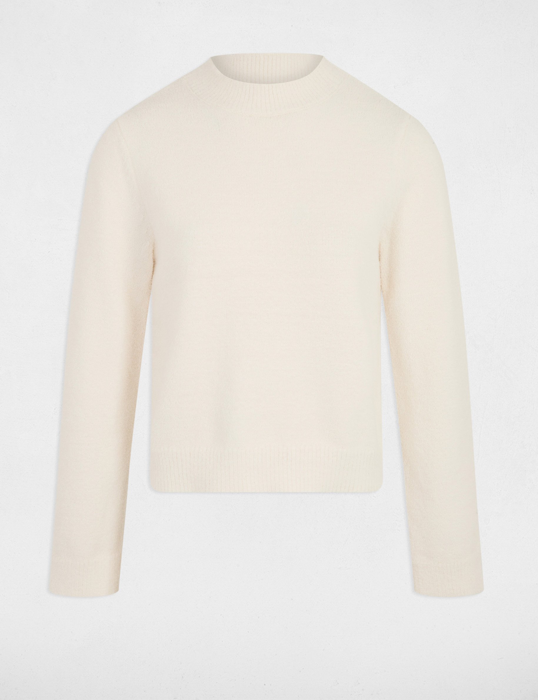 Pull col montant ajusté ivoire femme
