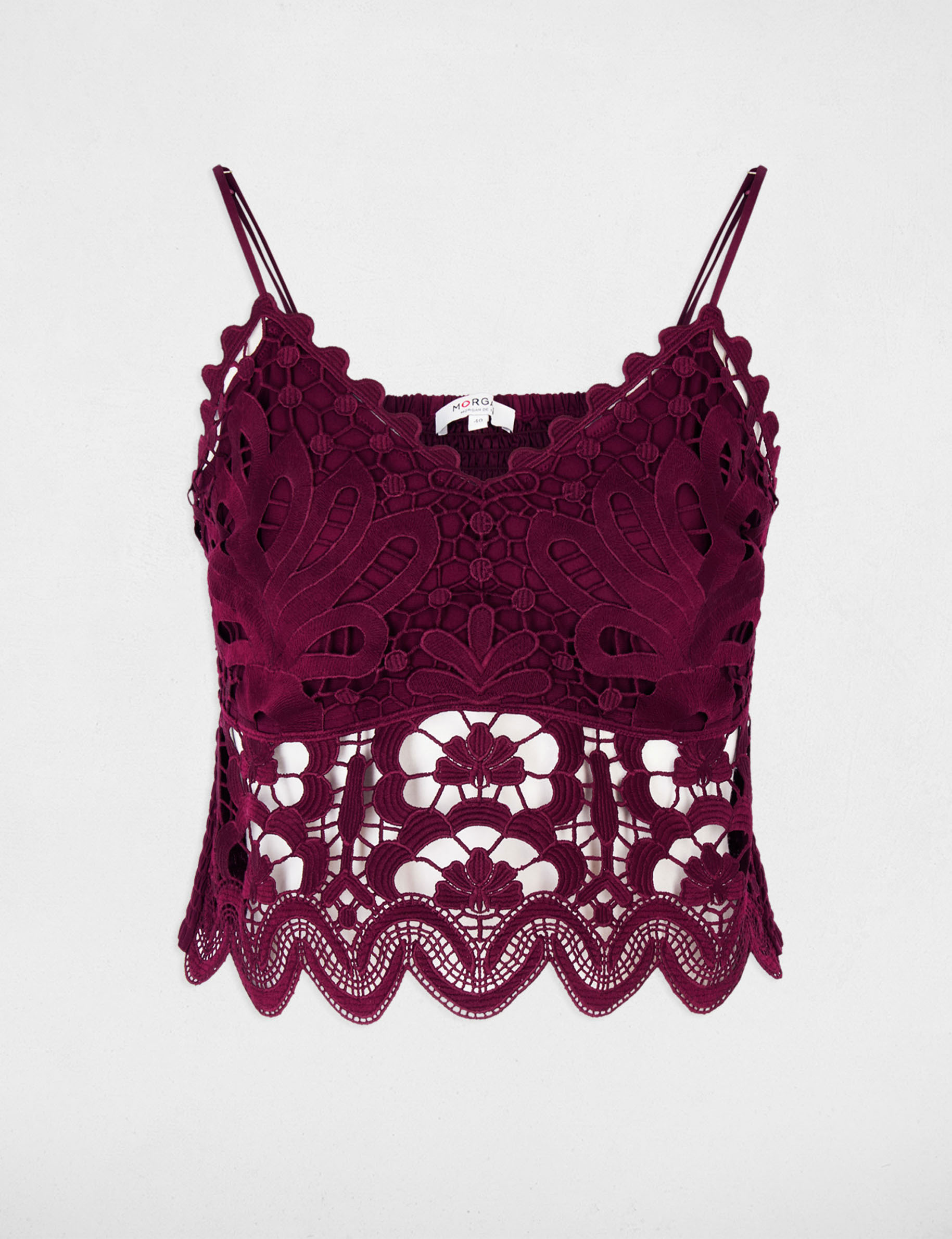 Crop top thin straps plum women