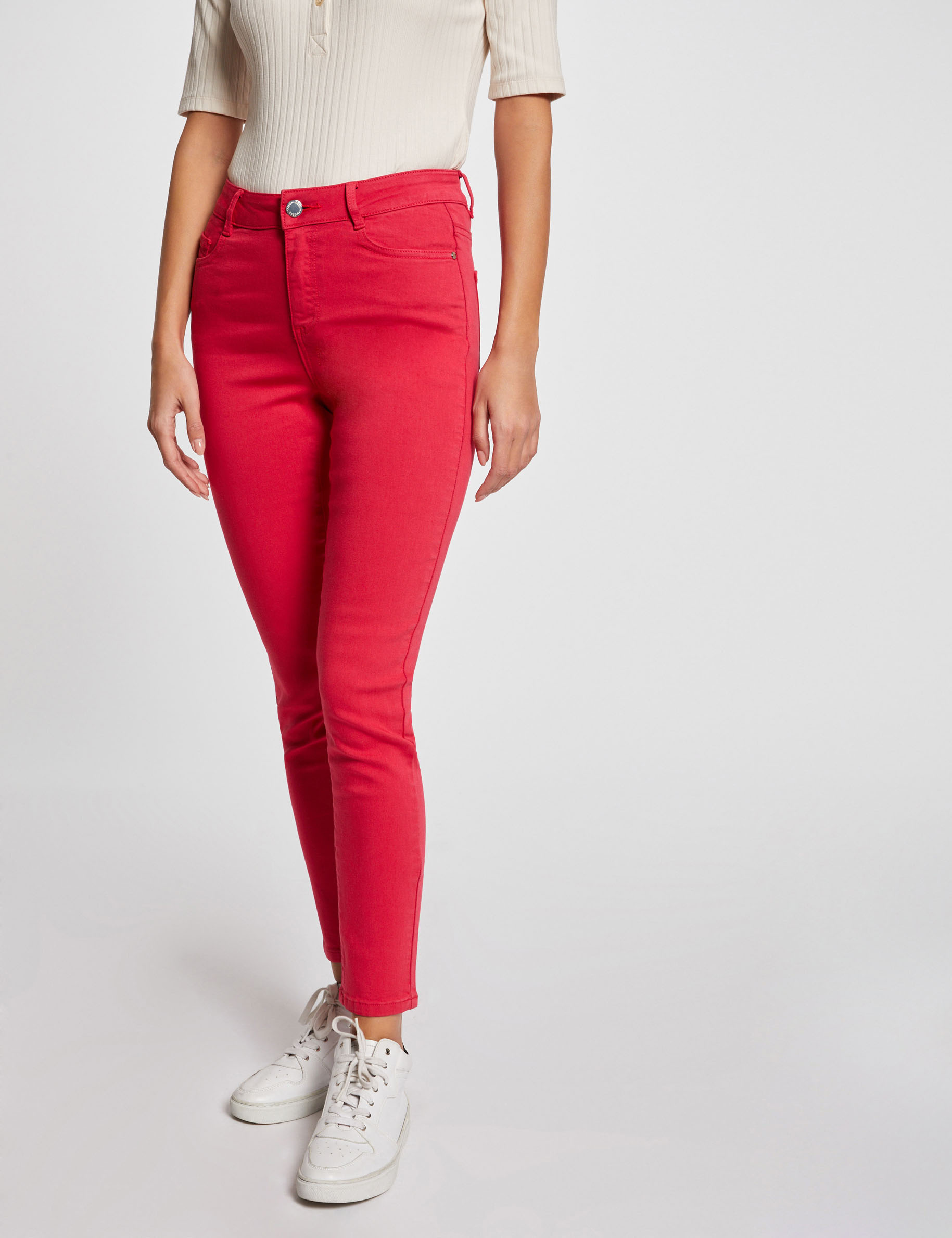 Cropped skinny trousers with 5 pockets medium red ladies'