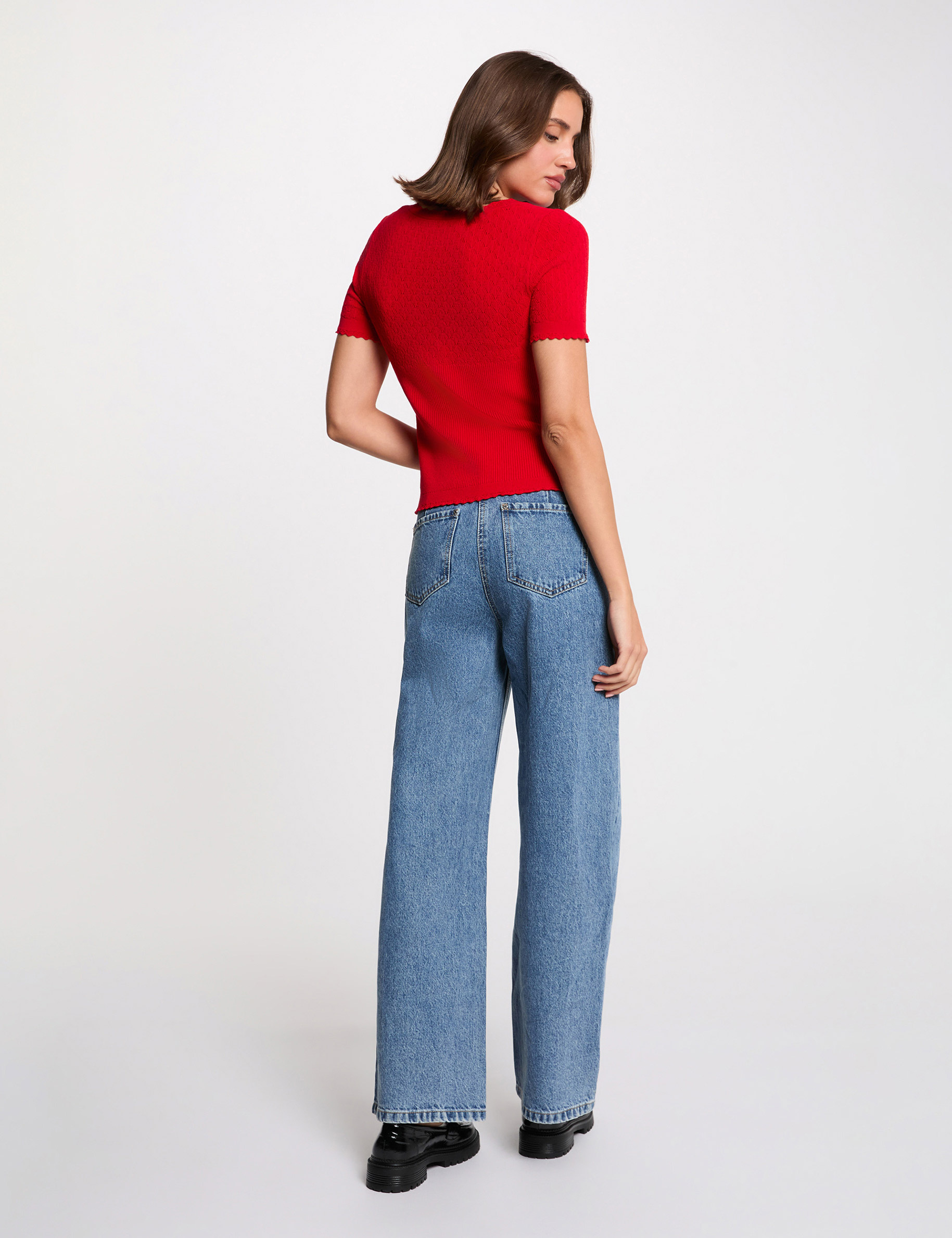 fitted v neck sweater red women Fitted V-neck sweater red women