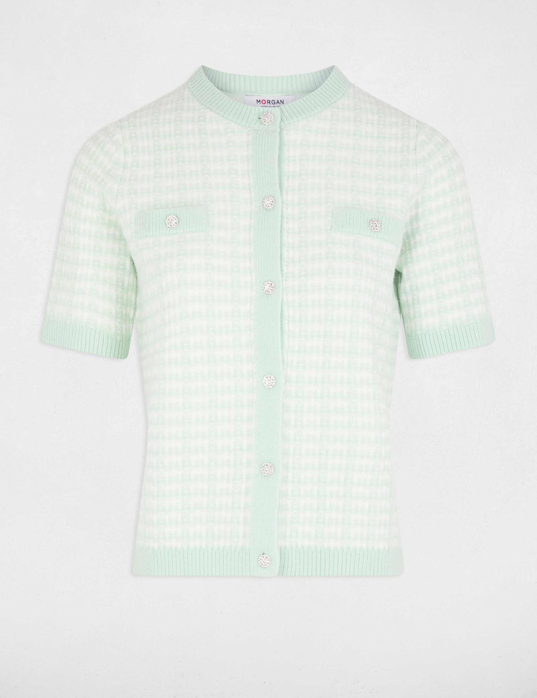 printed short sleeved cardigan light green women Printed short-sleeved cardigan light green women