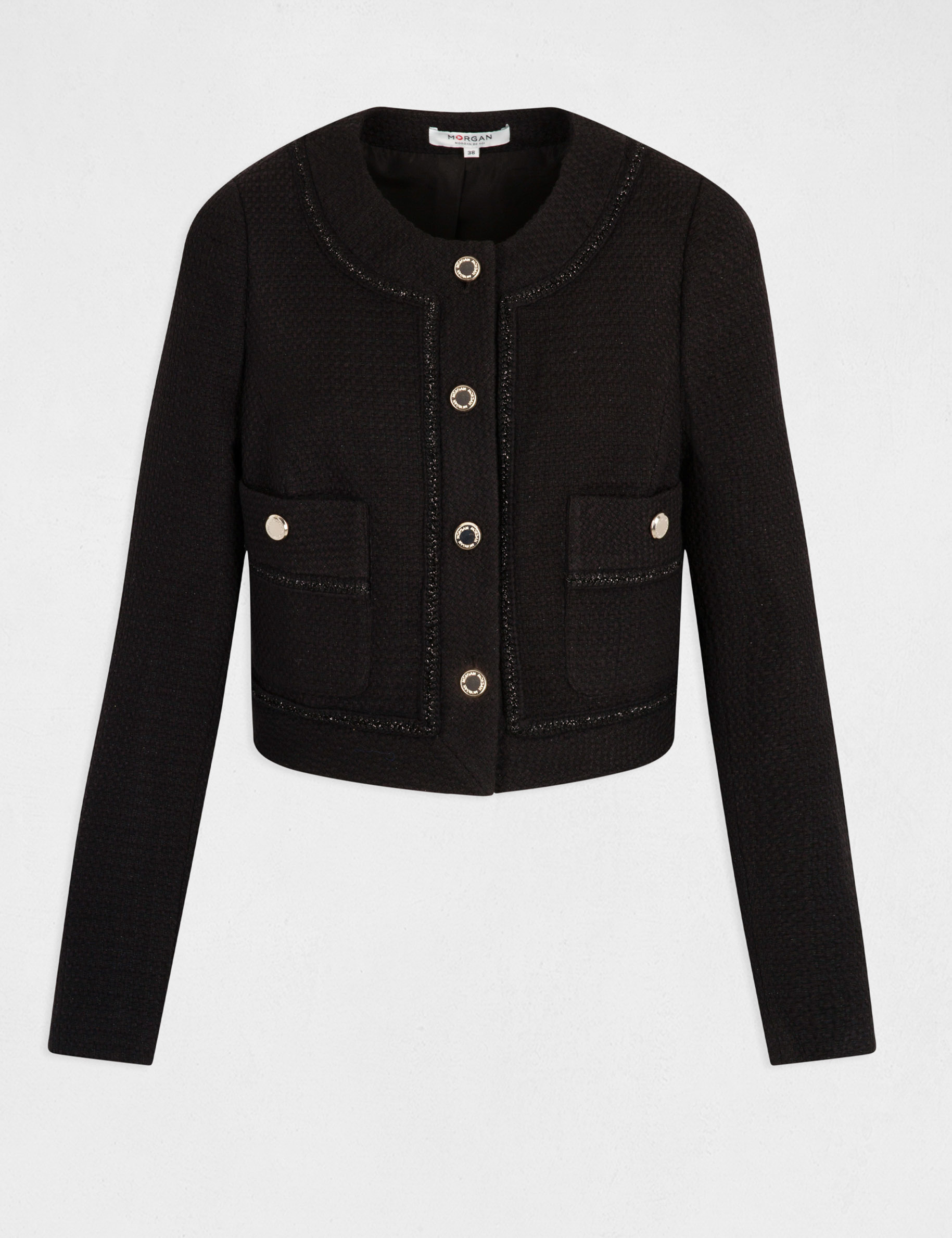 Straight buttoned jacket black ladies' Straight buttoned jacket black ladies'