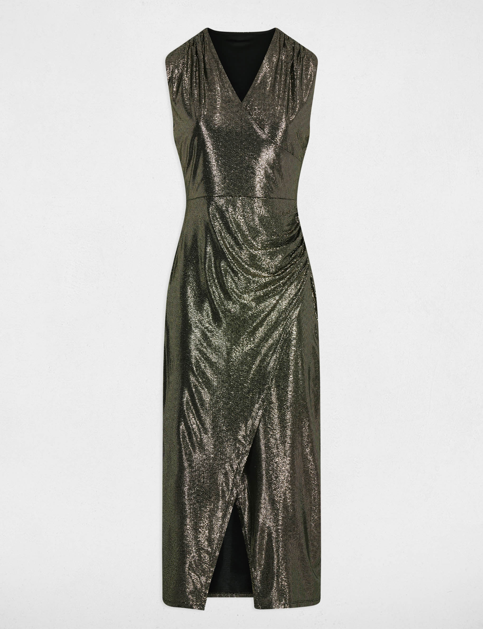 Robe midi sans manches jaune or femme