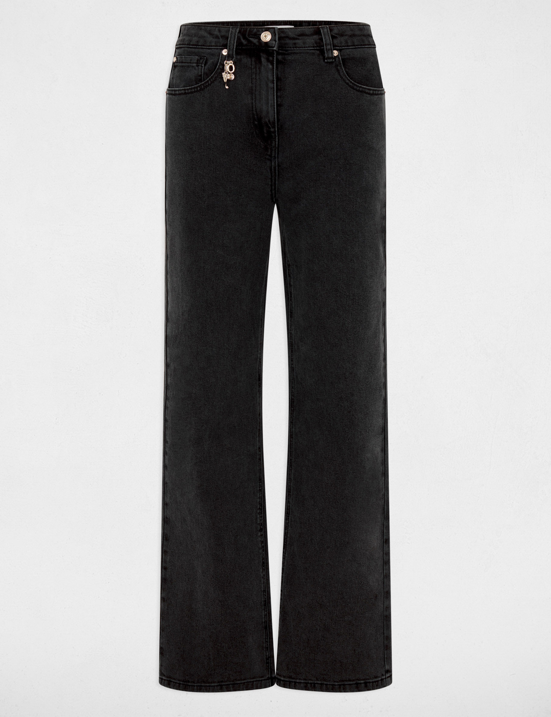 High-waisted wide-leg jeans black denim women