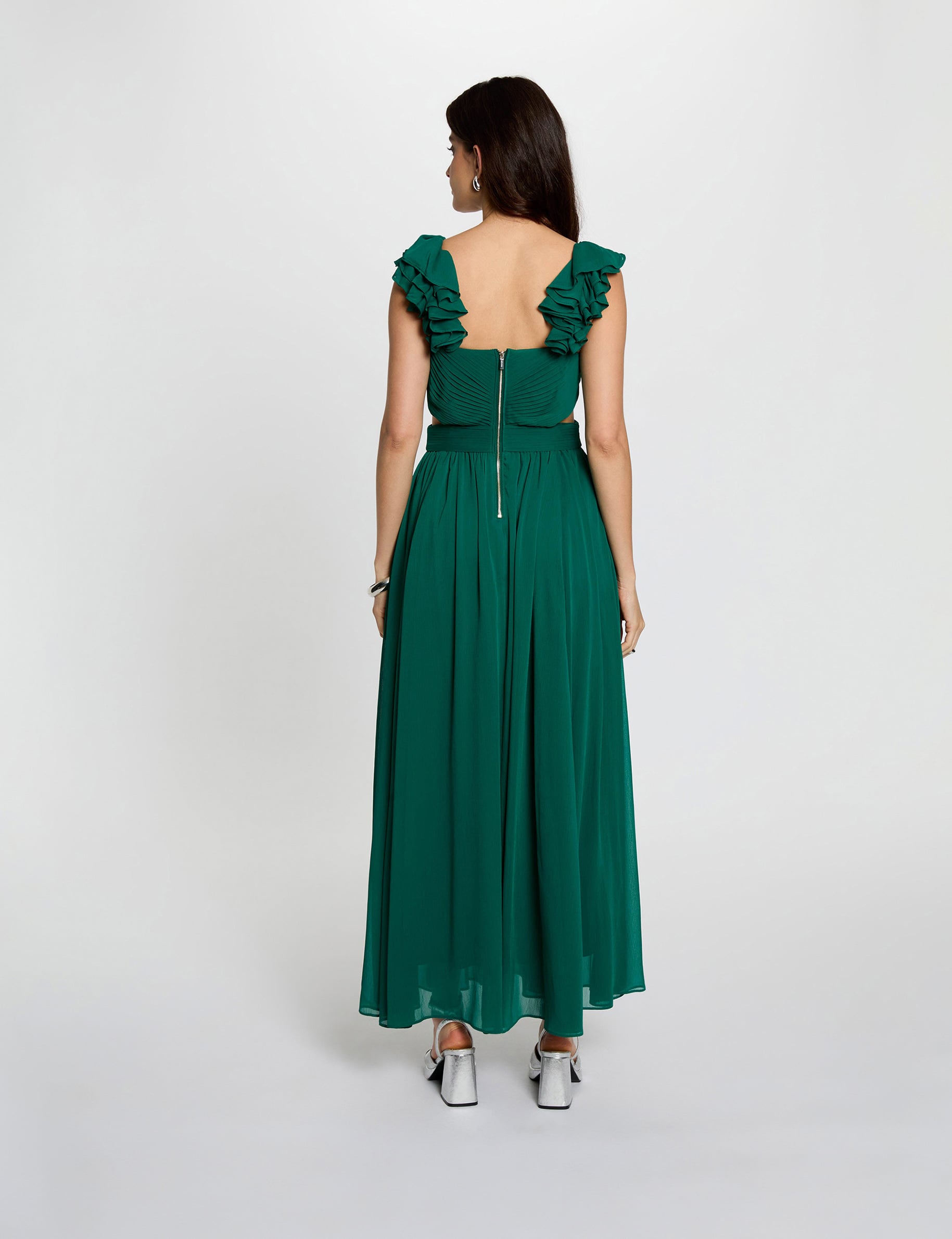 Maxi loose straight dress green women
