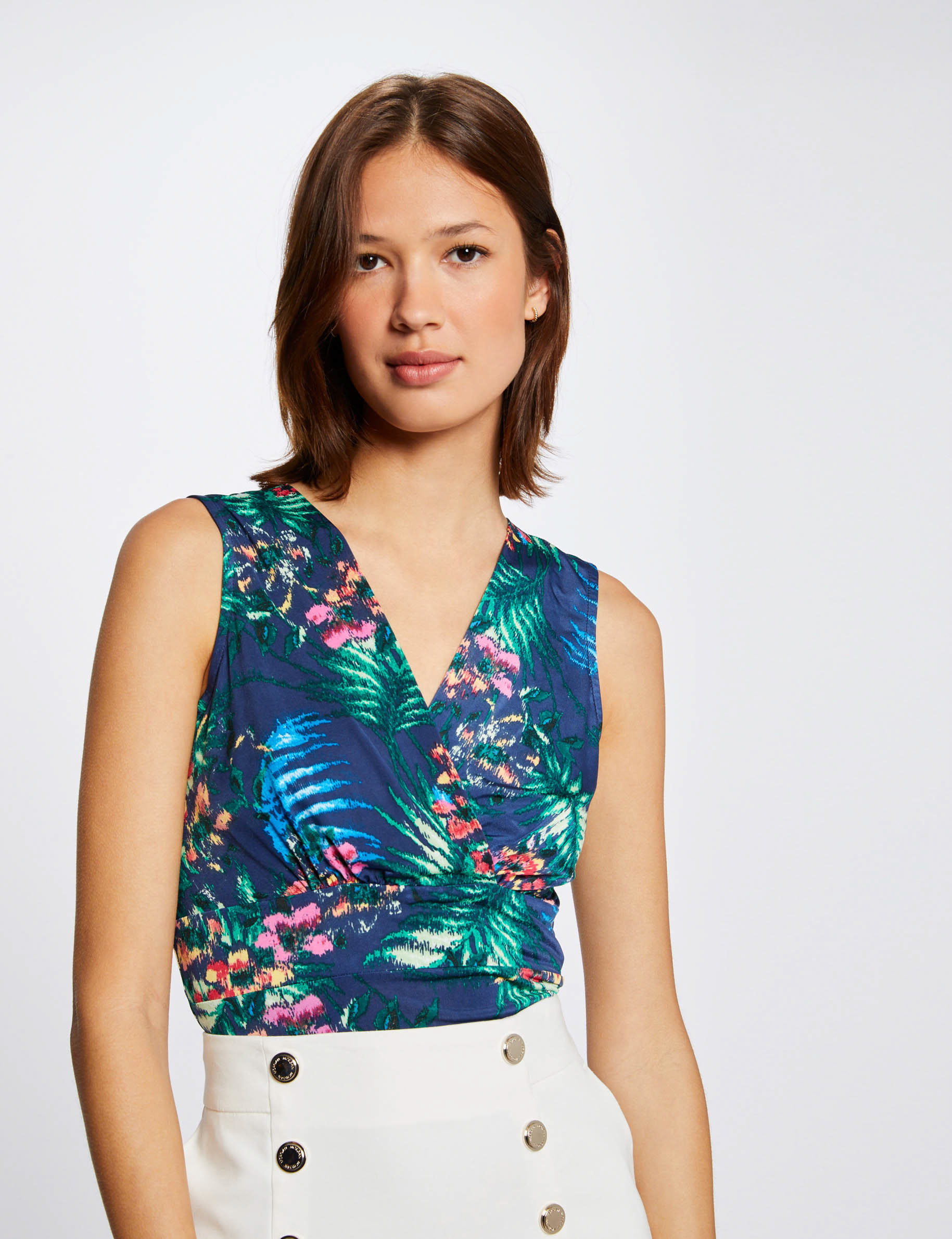 Printed vest top with wide straps multico ladies'