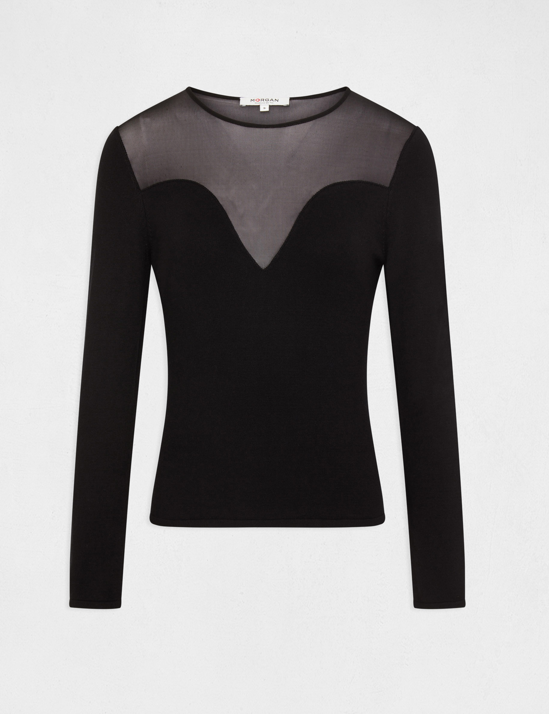 Long-sleeved jumper with round neck black ladies'