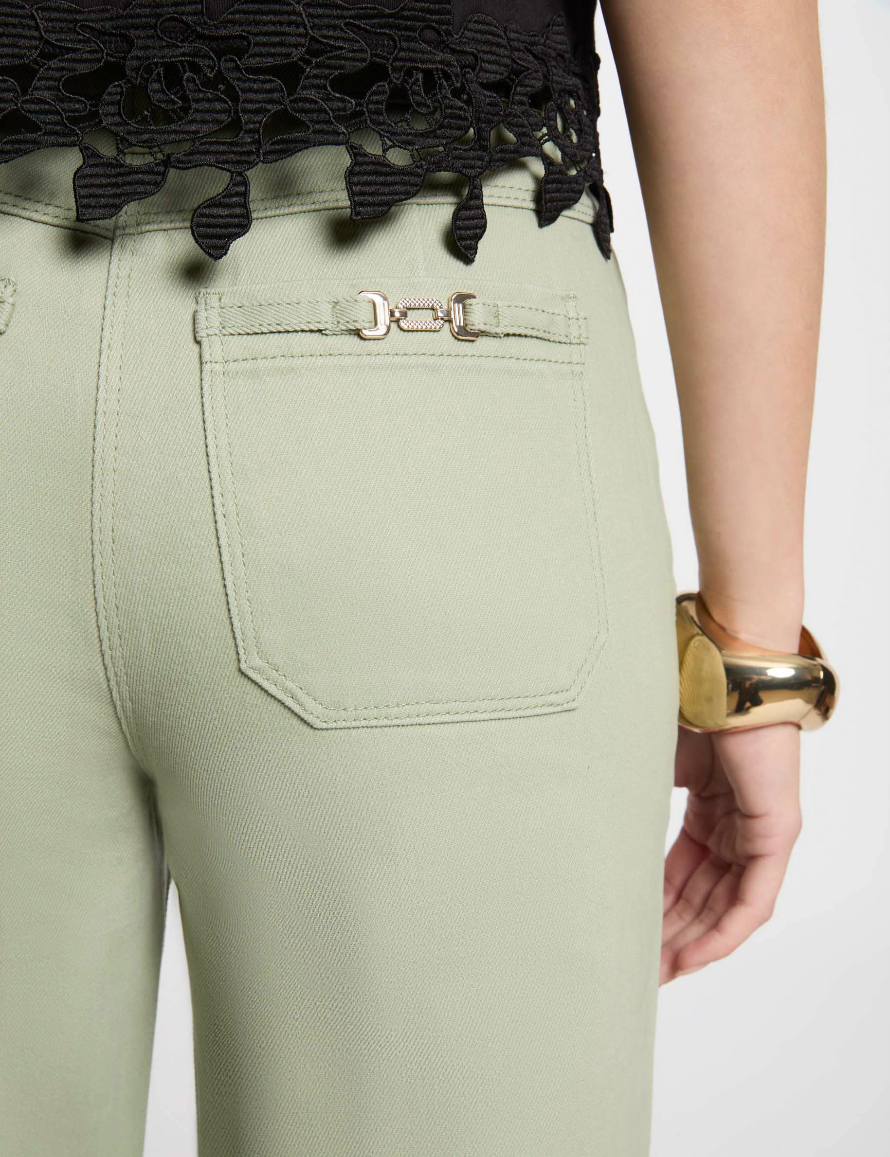 Jeans jambe large vert clair femme