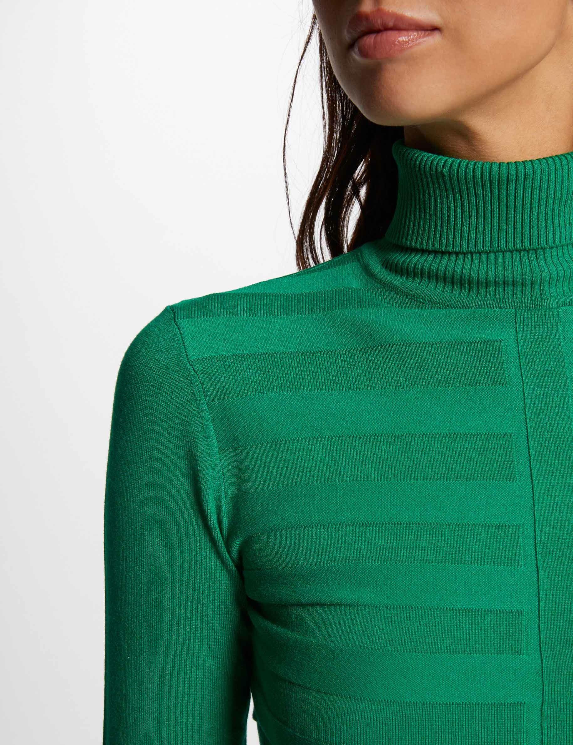 Fitted high neck sweater light green women