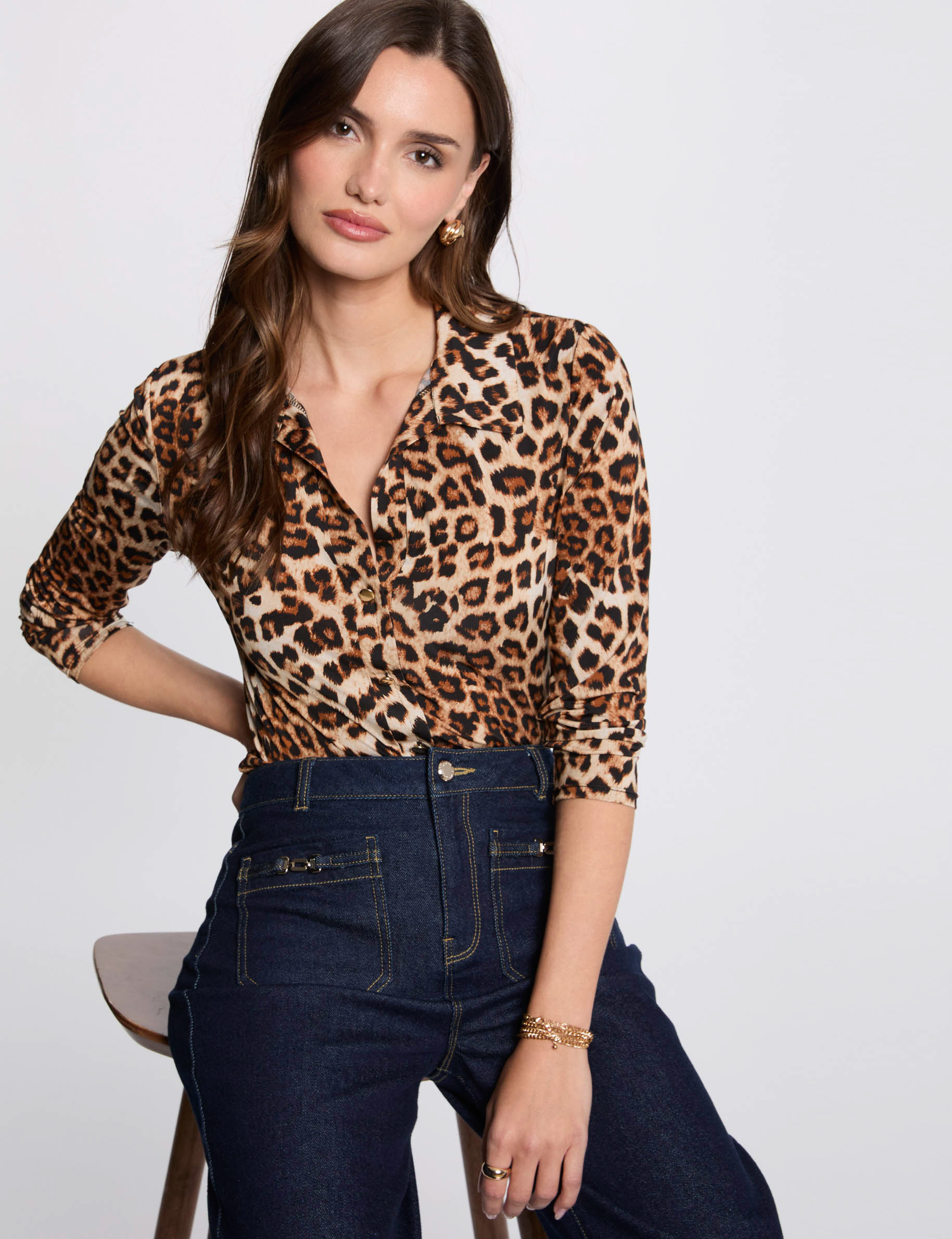 Printed top long sleeves multicolor women