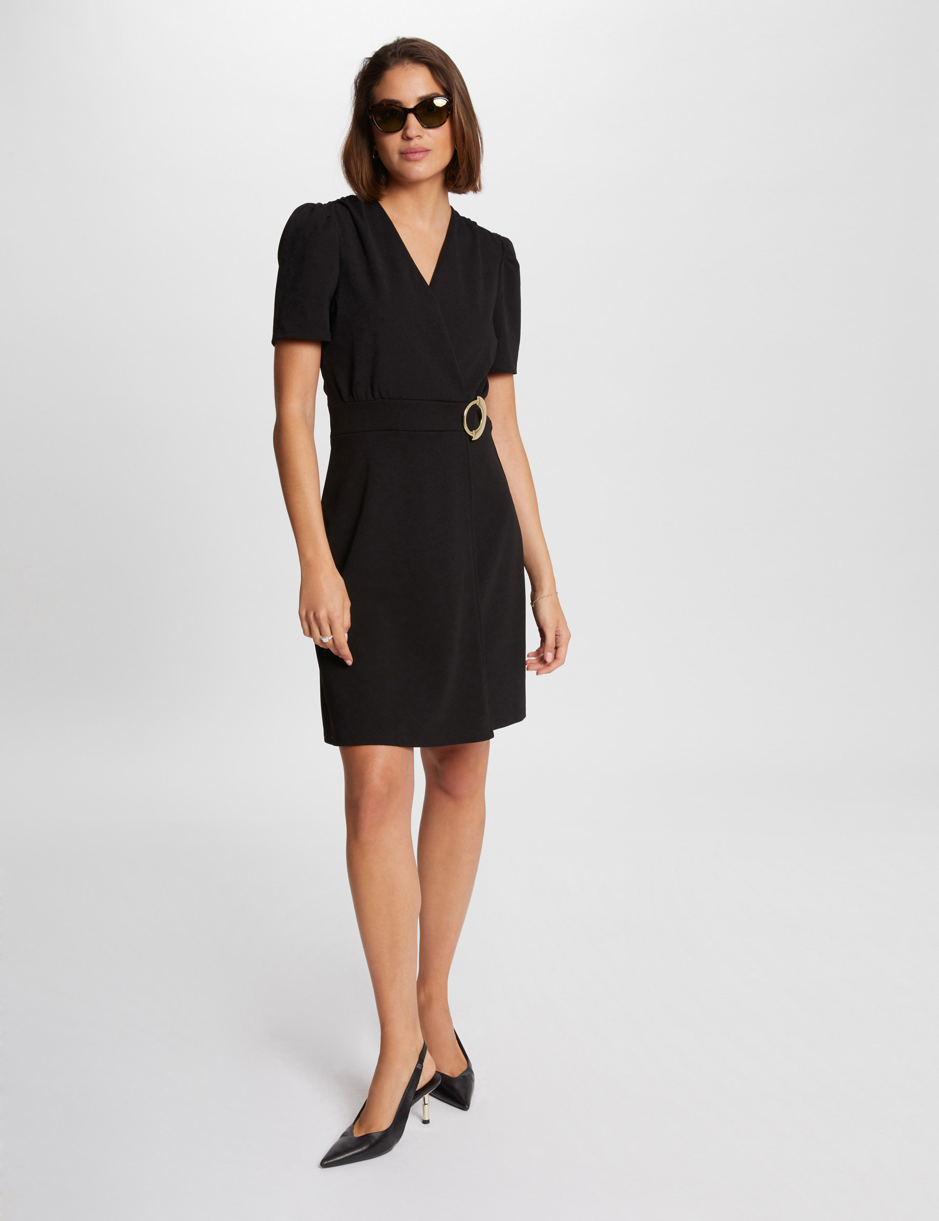 draped waisted mini dress black women Draped waisted mini dress black women
