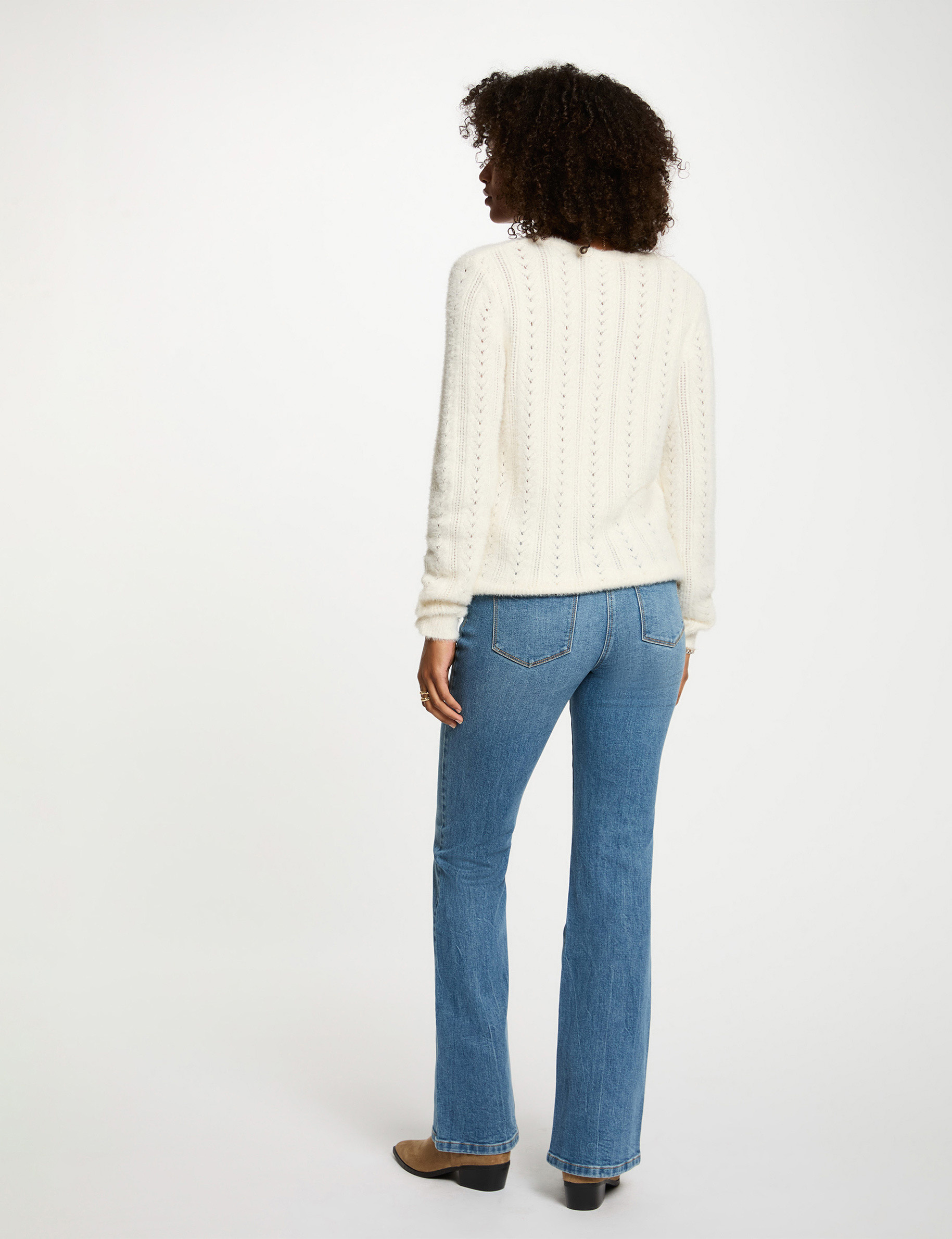 jean bootcut tresse denim stone femme Jean bootcut tressé denim stone femme