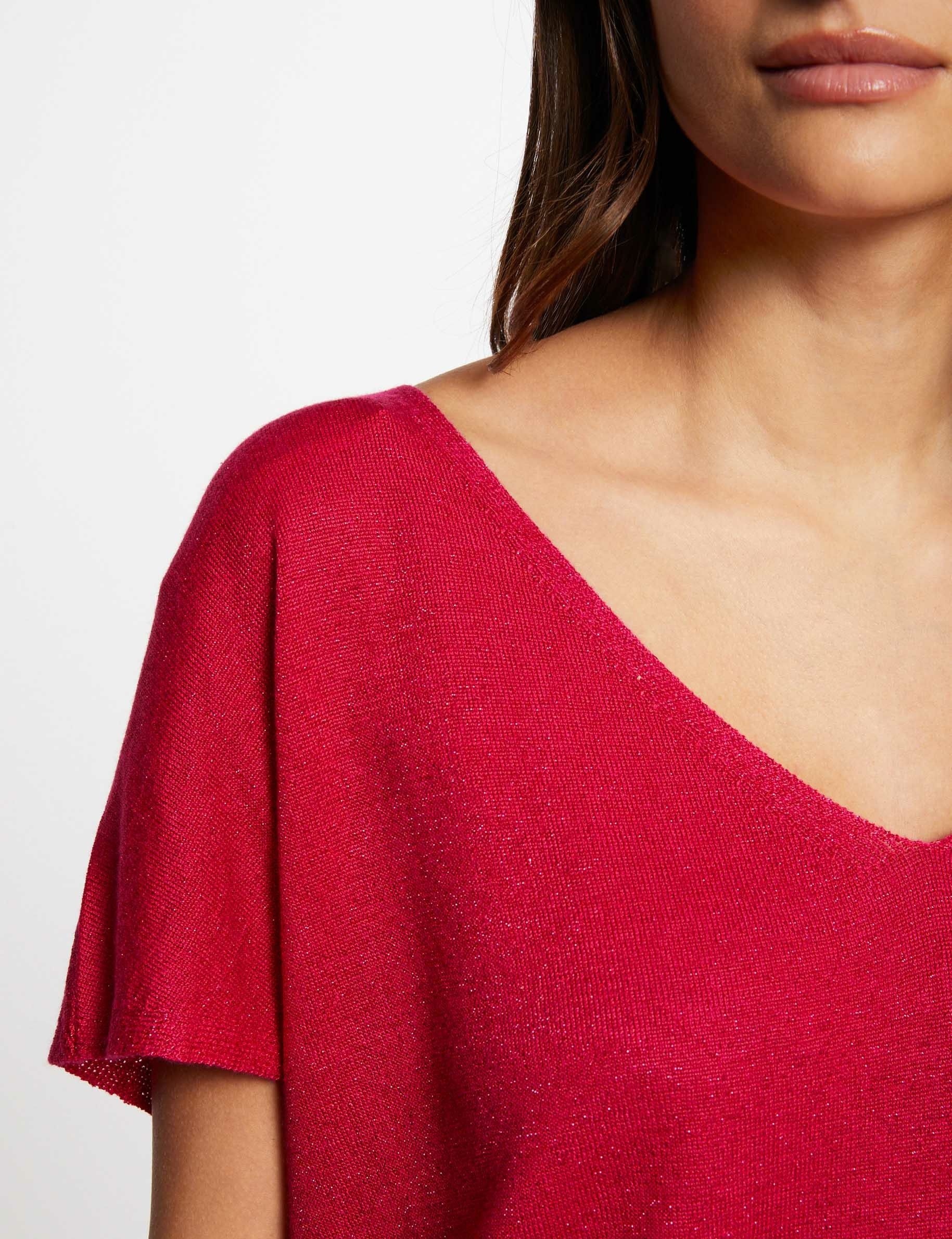 jumper v neck short sleeves medium pink women Jumper V-neck short sleeves medium pink women
