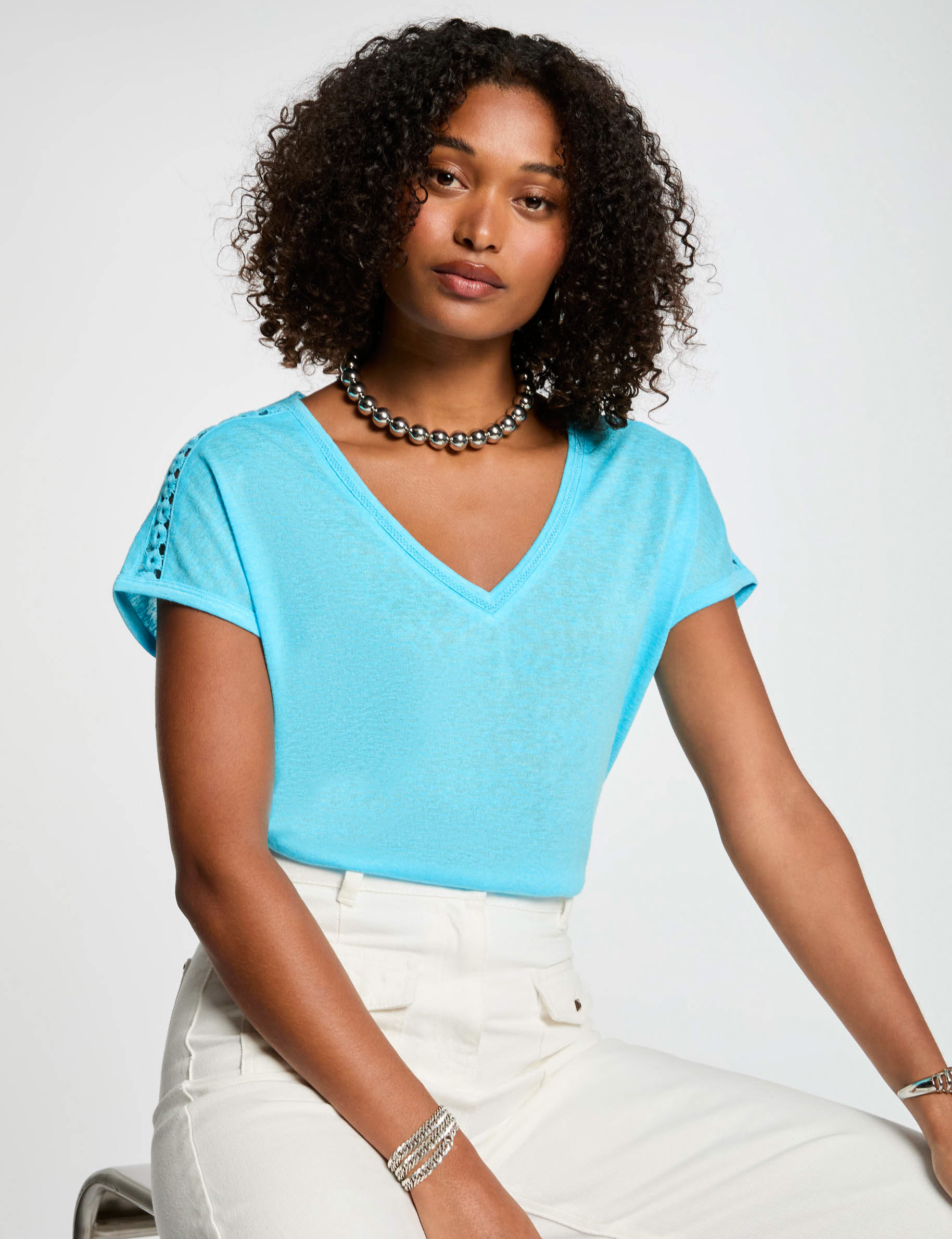 short sleeved t shirt sky blue women Short-sleeved t-shirt sky blue women