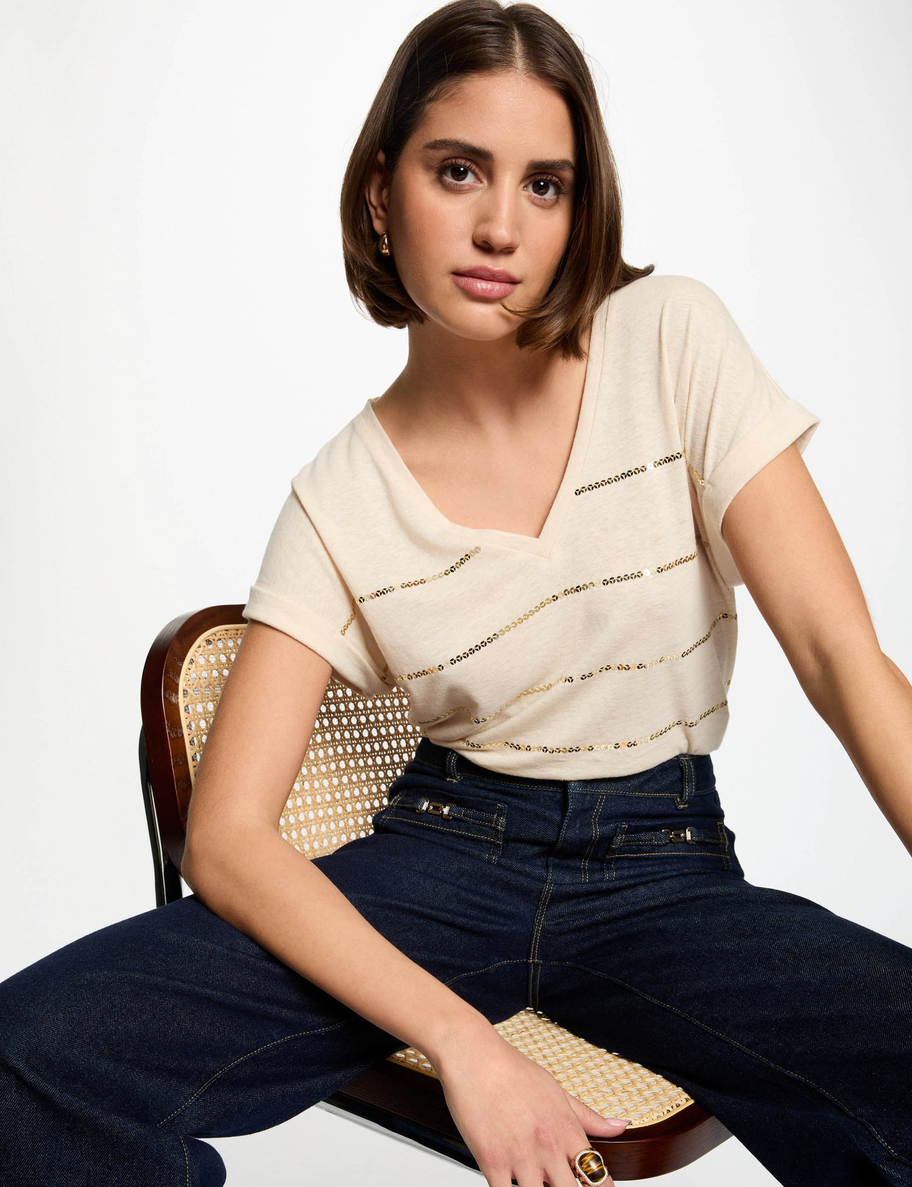 short sleeved t shirt cream women Short-sleeved t-shirt cream women