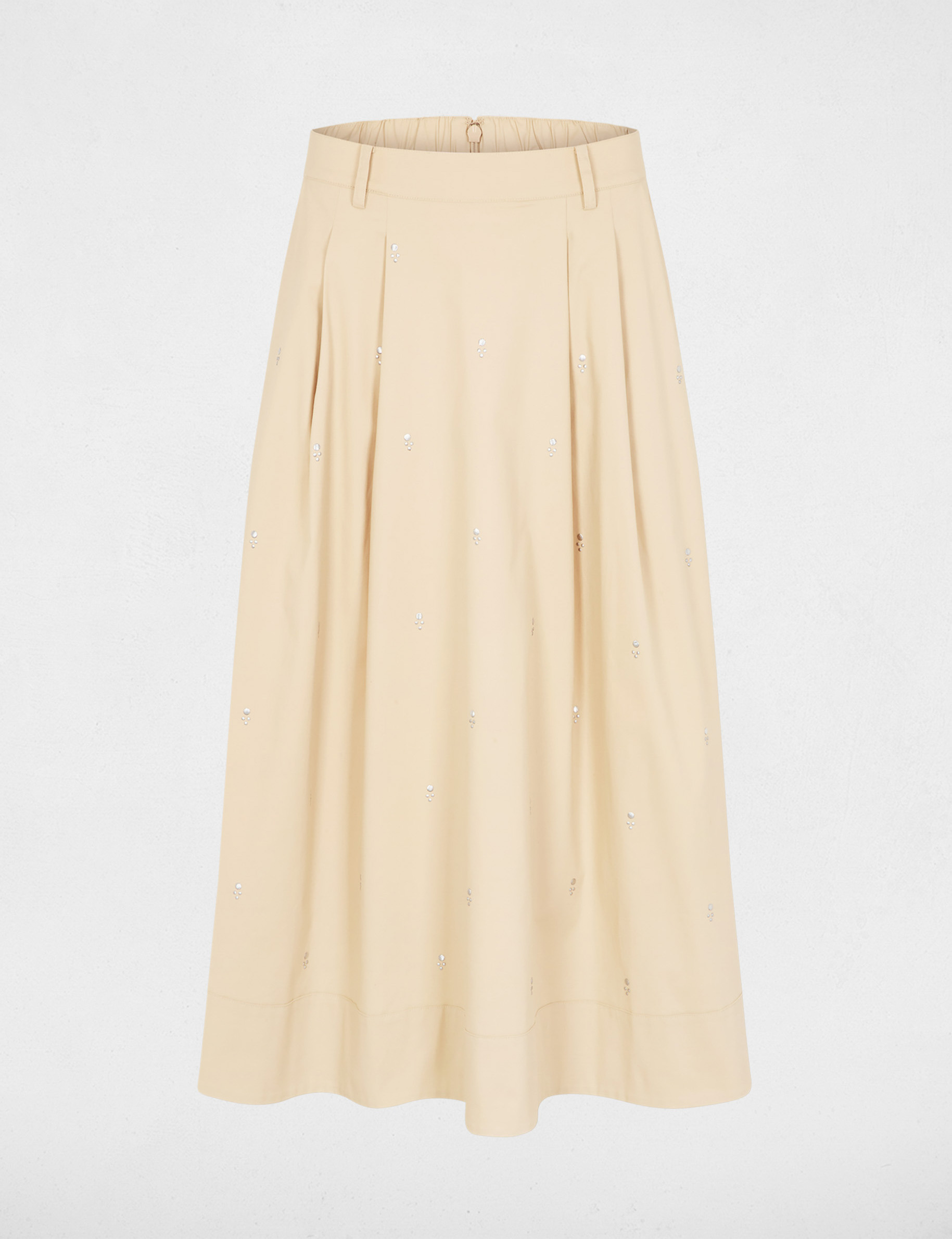 High-waisted long skirt beige women