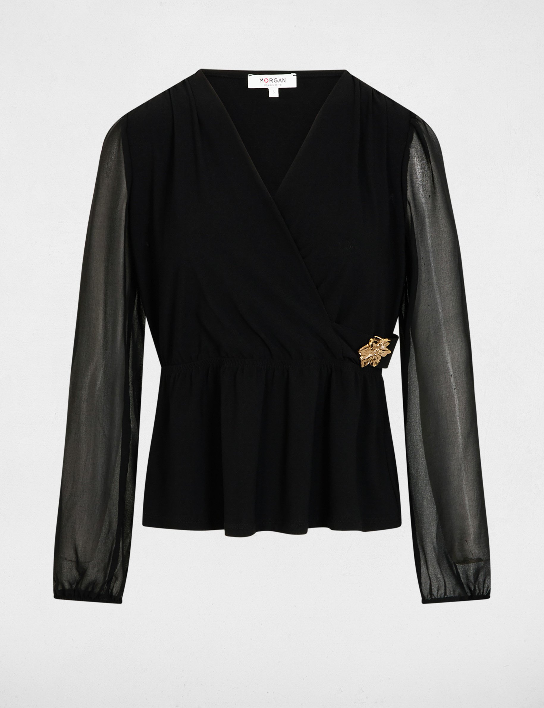 Wrap t-shirt with V-neck black women