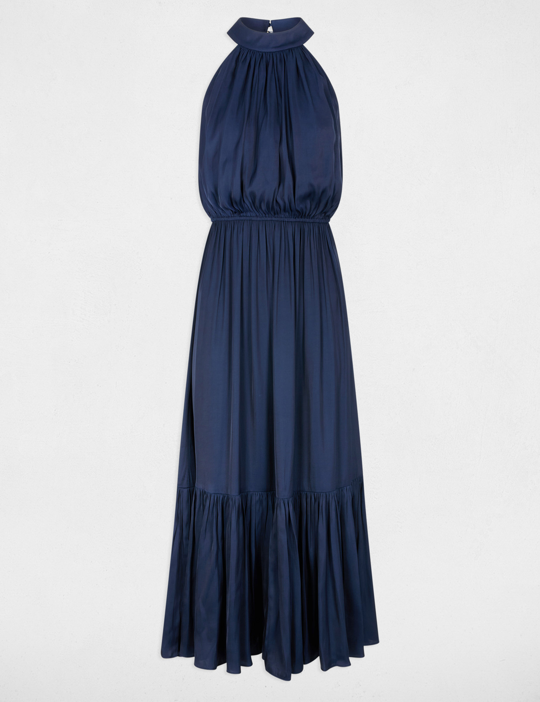 navy loose dress loose navy-blue knee length wool crepe dress  4stylegh