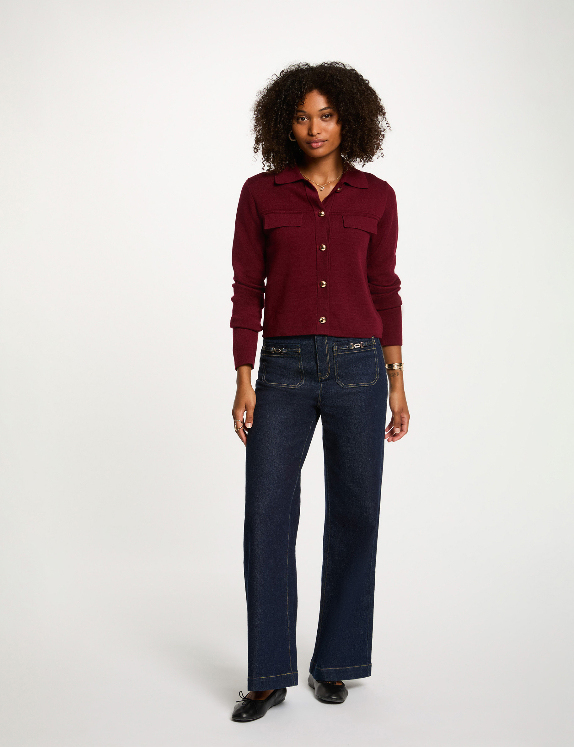 Long-sleeved cardigan burgundy women