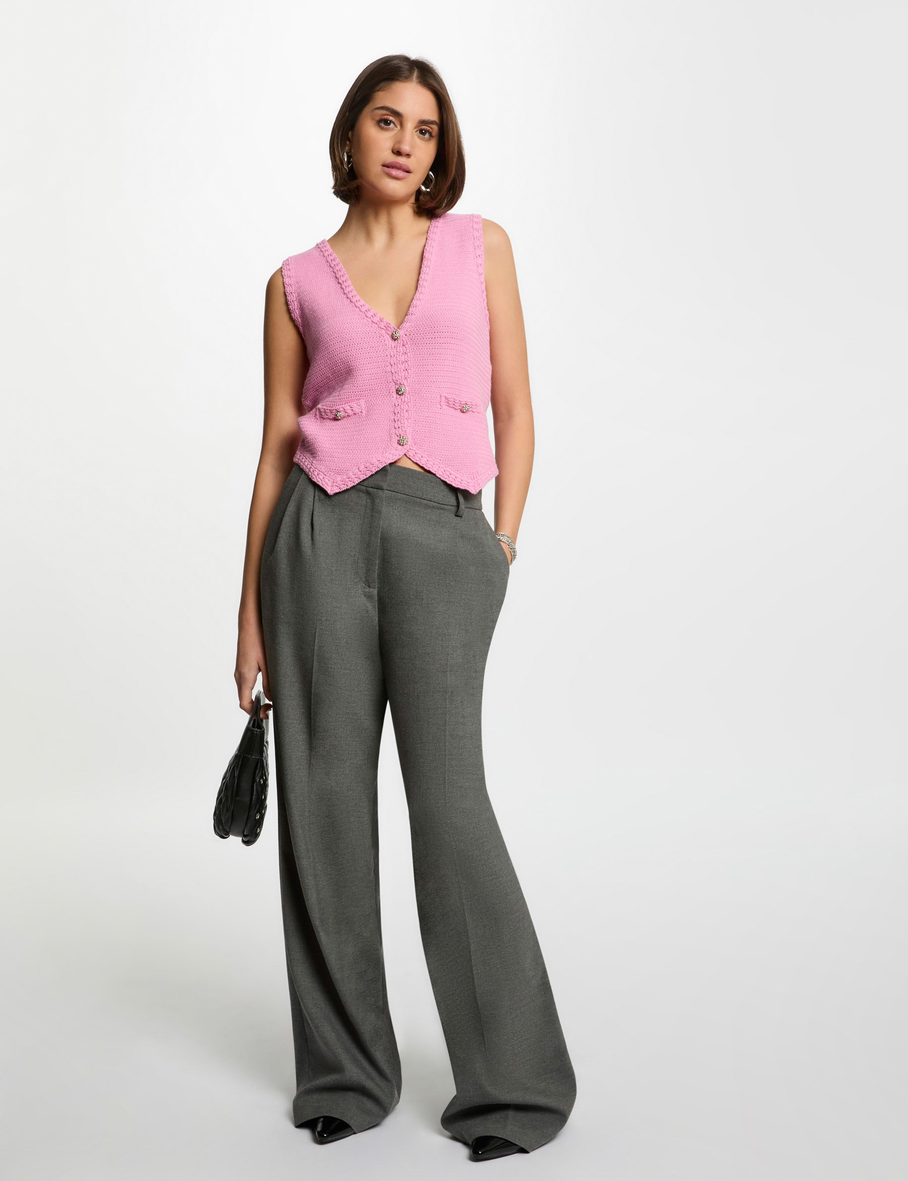 Sleeveless cardigan pink women