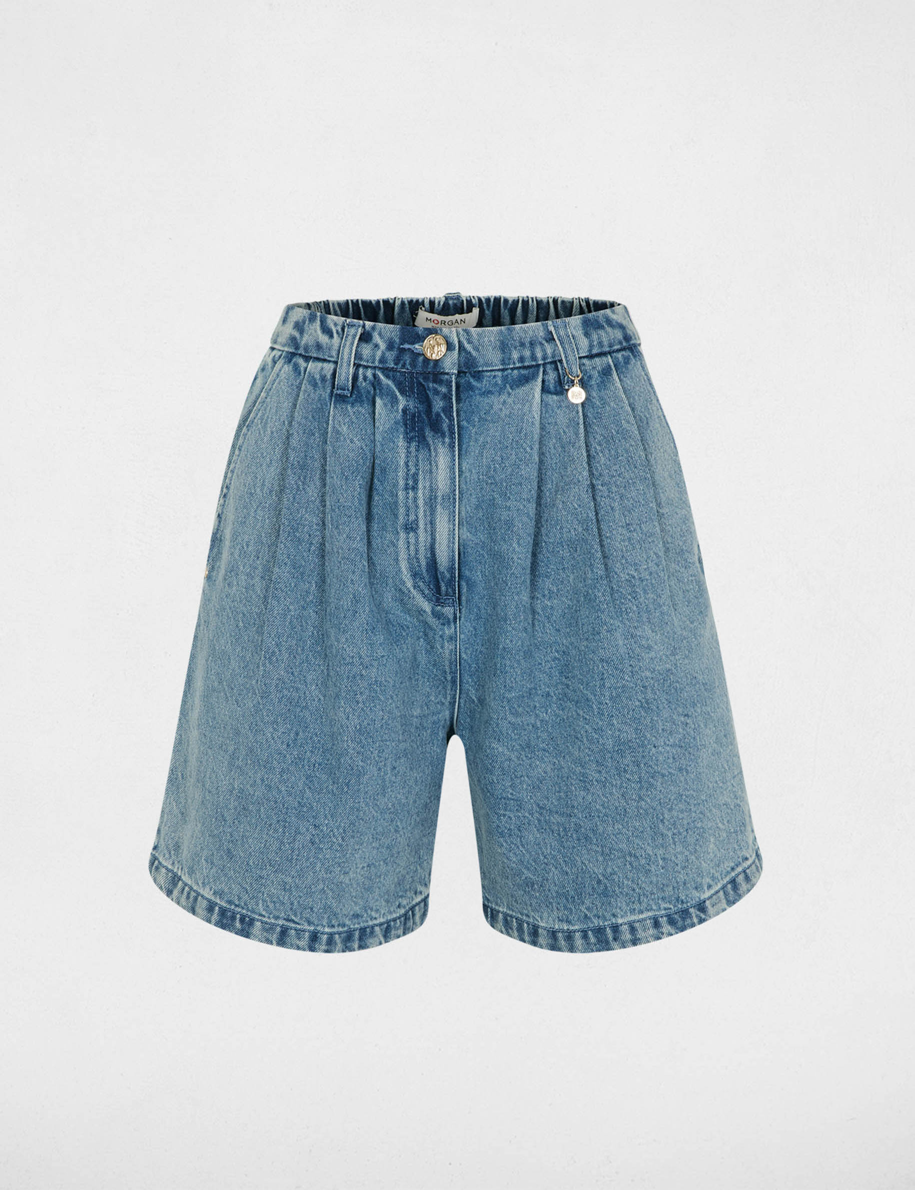 High-waisted shorts heavy stone wash denim women