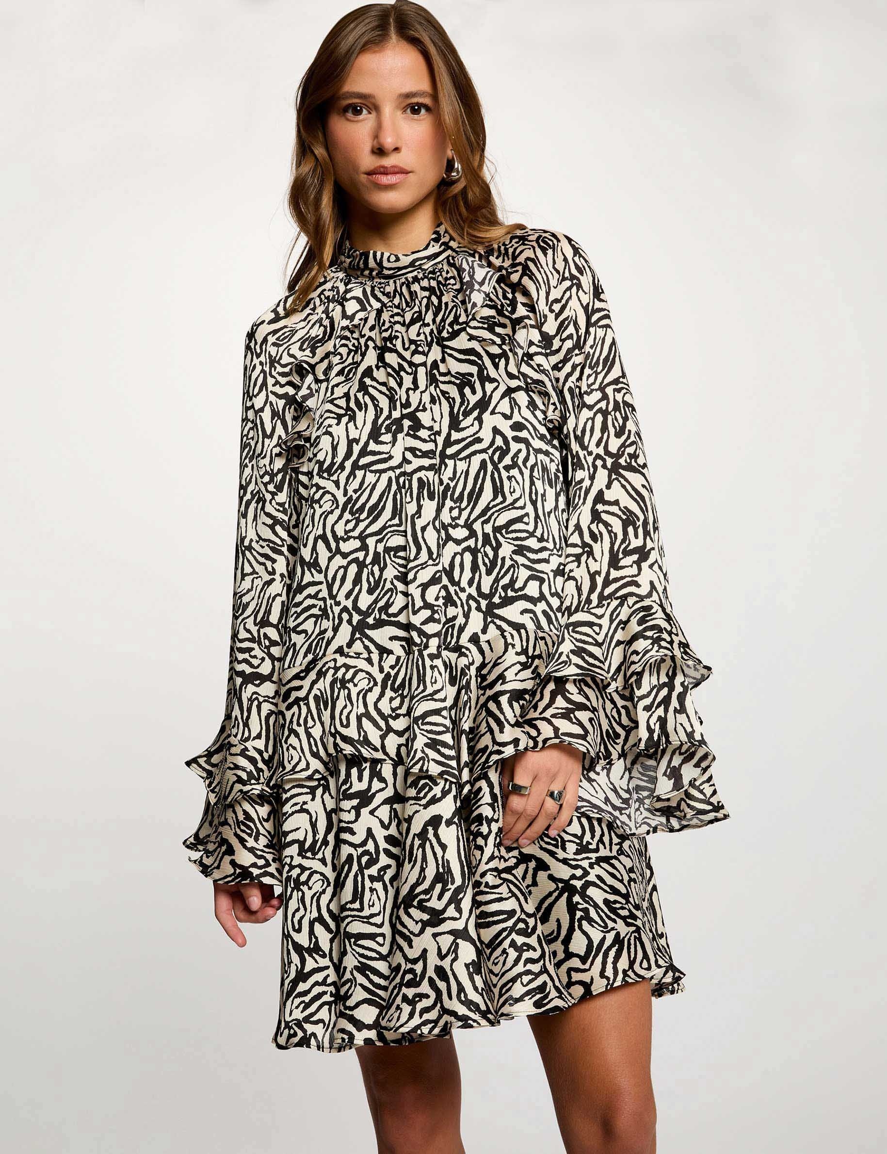 Pleated short dress multicolor women