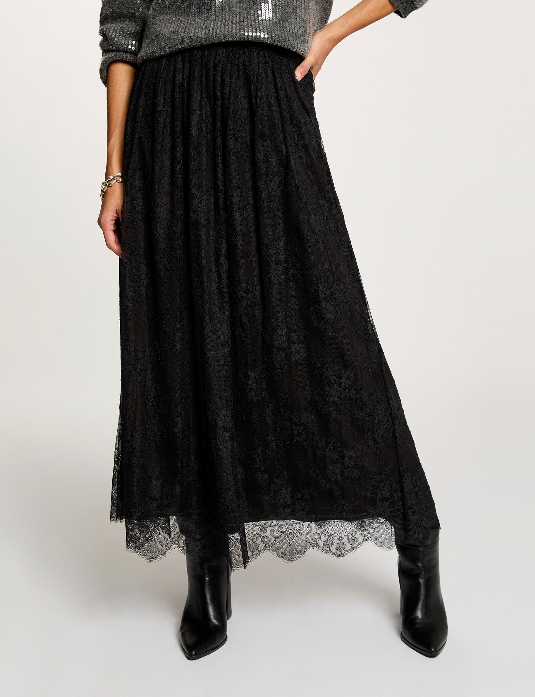long lace skirt black women Long lace skirt black women